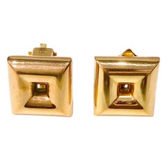 Early Georg Jensen 14K Yellow Gold Clip-On Earrings Designed by Hah, Very Rare