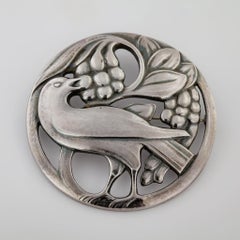 Early Georg Jensen #53, “Bird with Berries” Sterling Silver Brooch