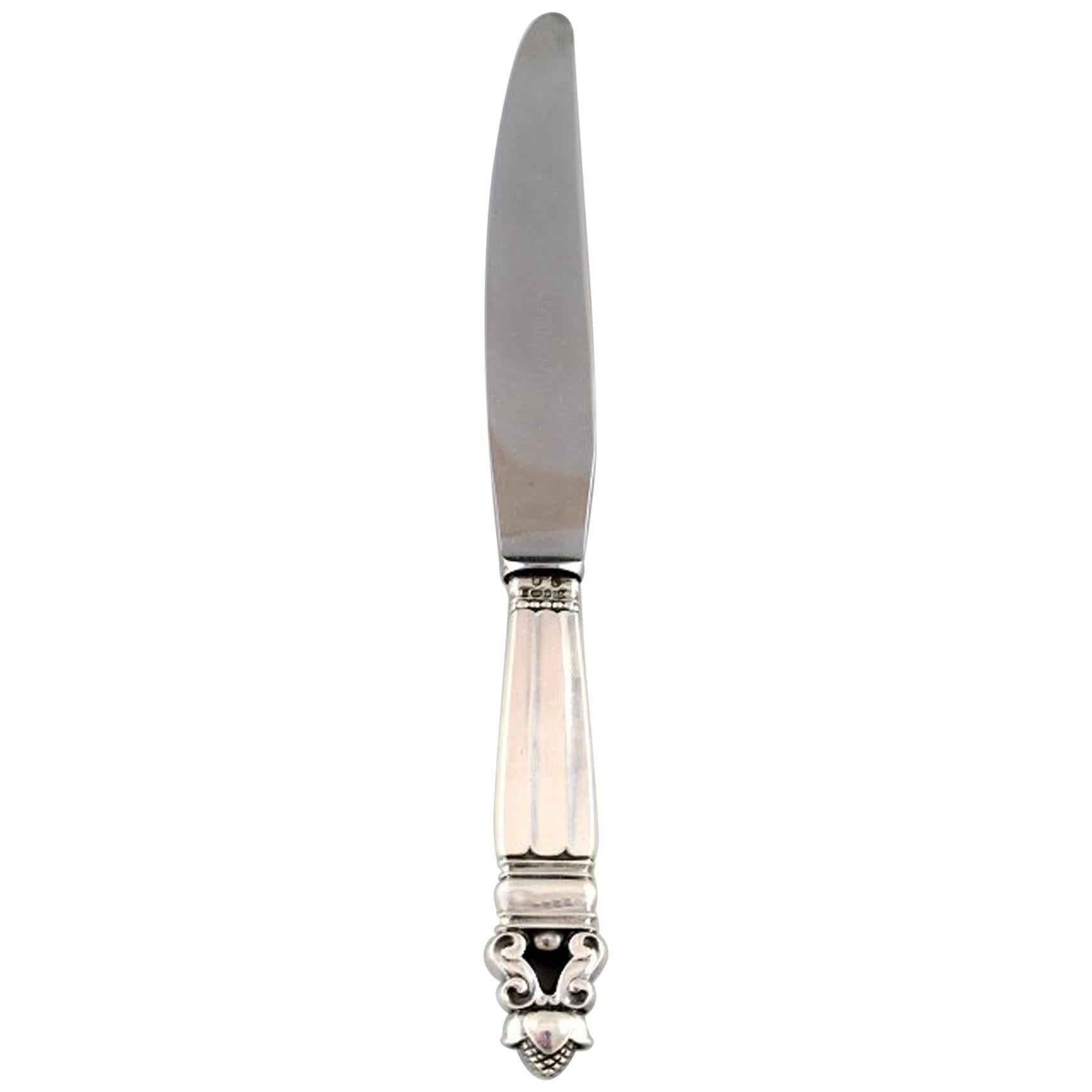 Early Georg Jensen "Acorn" Long Dinner Knife 'Short Handle' in Sterling Silver