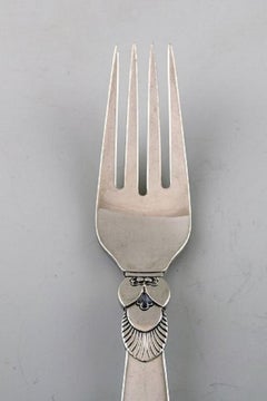 Early Georg Jensen "Cactus" Dinner Fork in Sterling Silver, Eight Pieces
