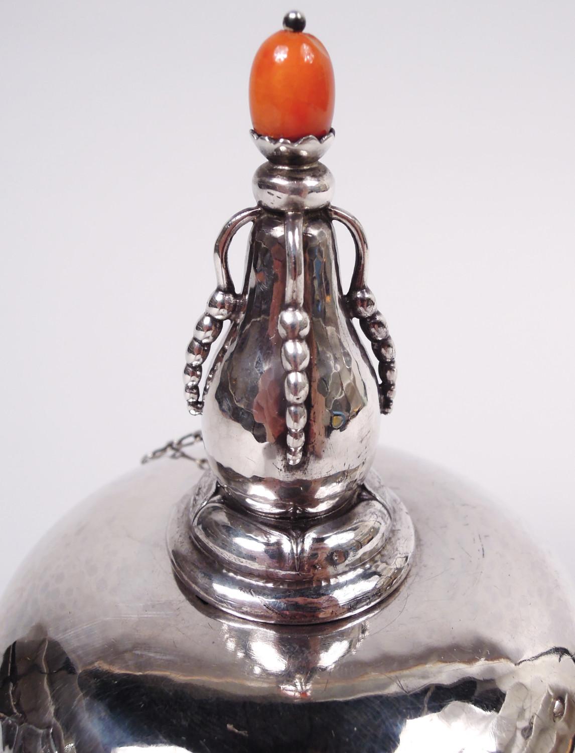 Hammered Early Georg Jensen Danish Modern Sterling Silver Cigar Lighter For Sale