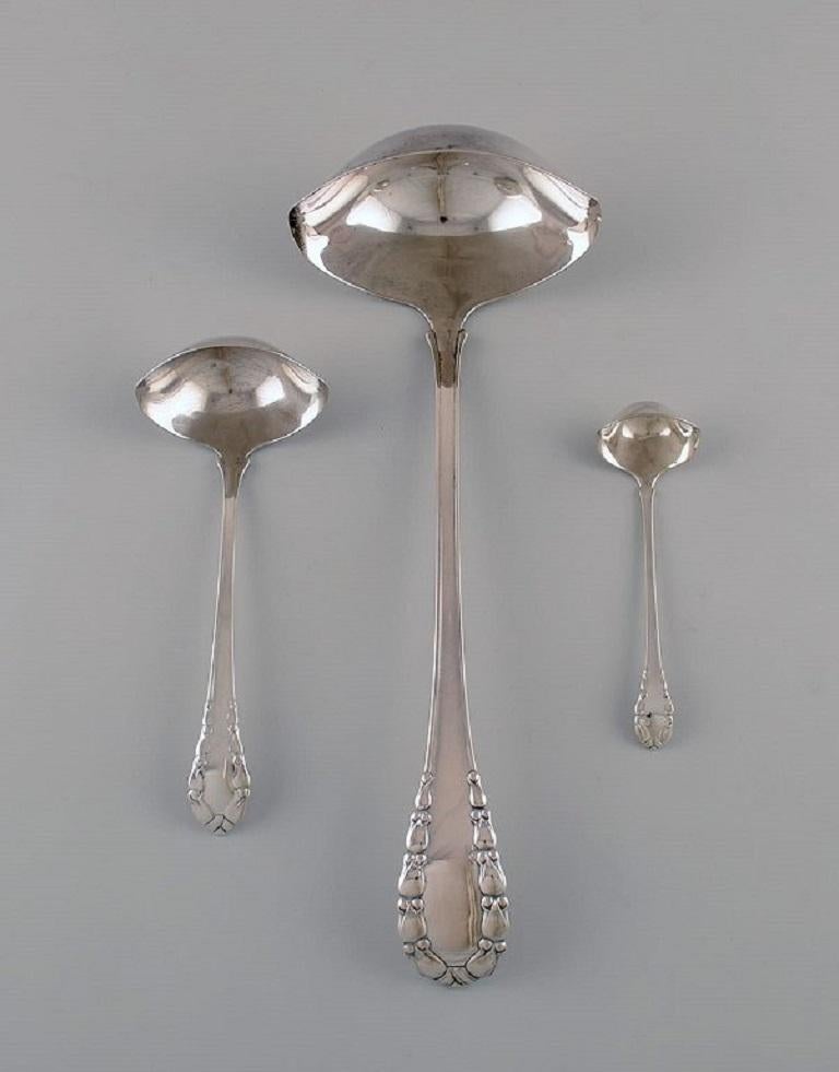 Danish Early Georg Jensen Lily of the Valley Dinner Service in Silver 830 for 12 P