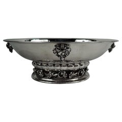 Early Georg Jensen Modern Grape Centerpiece Bowl Signed in Script