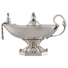 Early Georg Jensen Oil Lamp in Sterling Silver, Dated 1933-1944