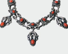 Early Georg Jensen Silver Coral Necklace, circa 1914