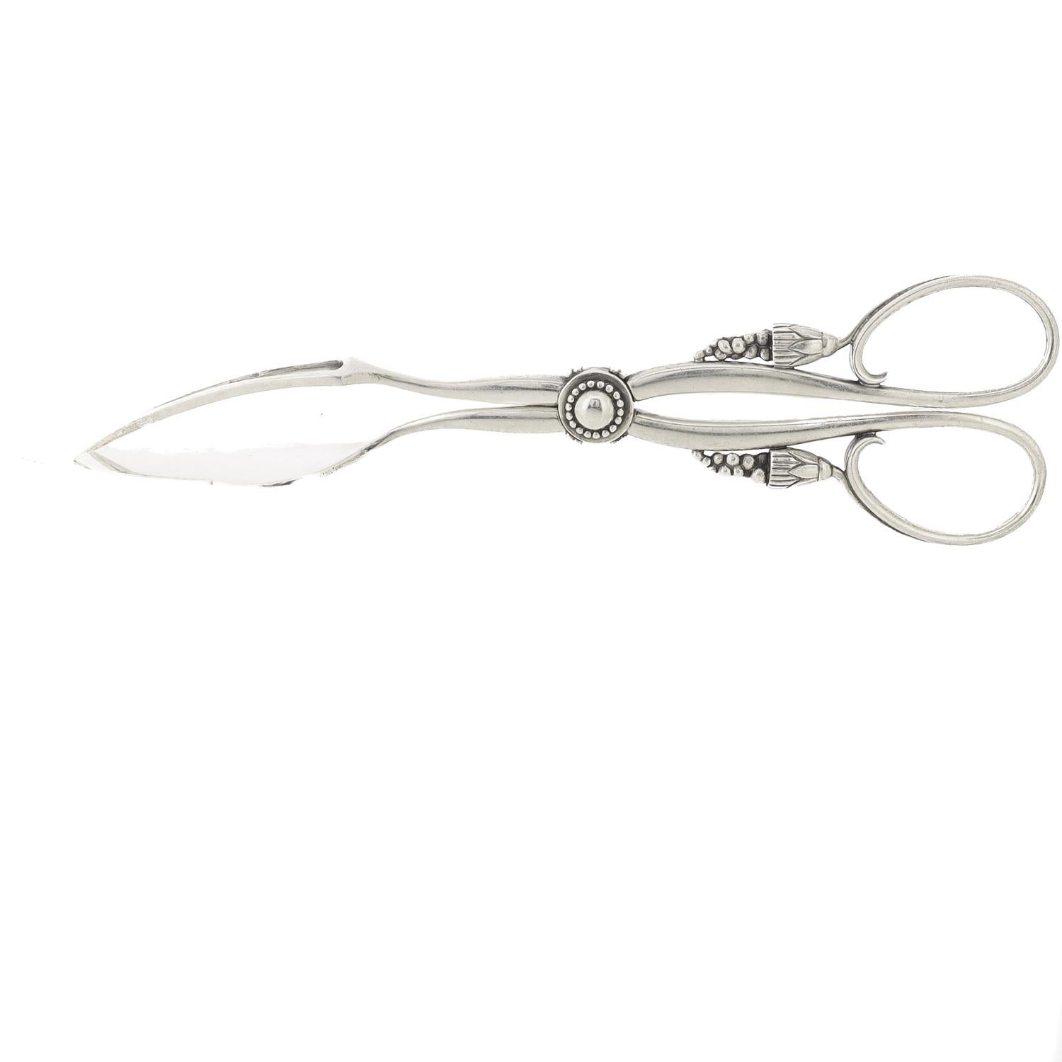 Danish Early Georg Jensen Sterling Silver Ornamental Sandwich Tongs No. 30 For Sale
