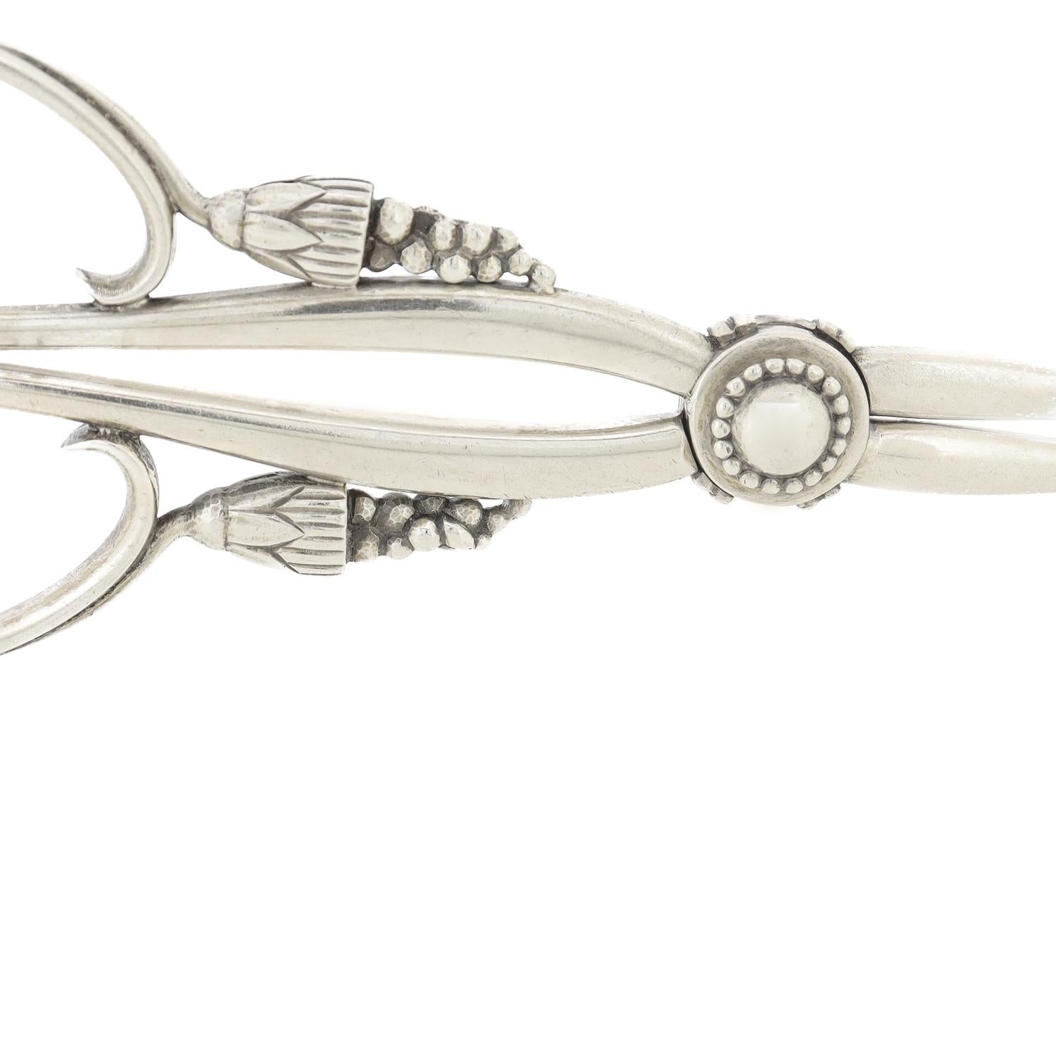 20th Century Early Georg Jensen Sterling Silver Ornamental Sandwich Tongs No. 30 For Sale