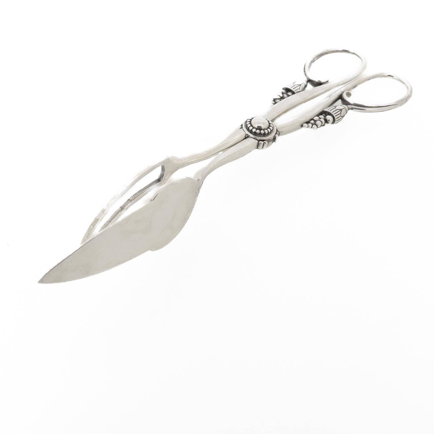 Early Georg Jensen Sterling Silver Ornamental Sandwich Tongs No. 30 For Sale 1