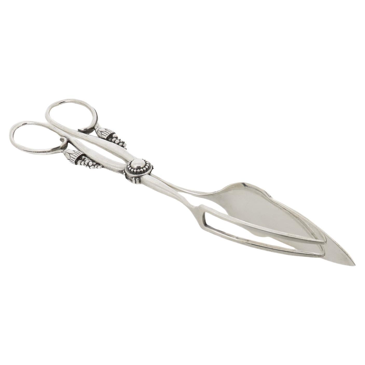 Early Georg Jensen Sterling Silver Ornamental Sandwich Tongs No. 30 For Sale