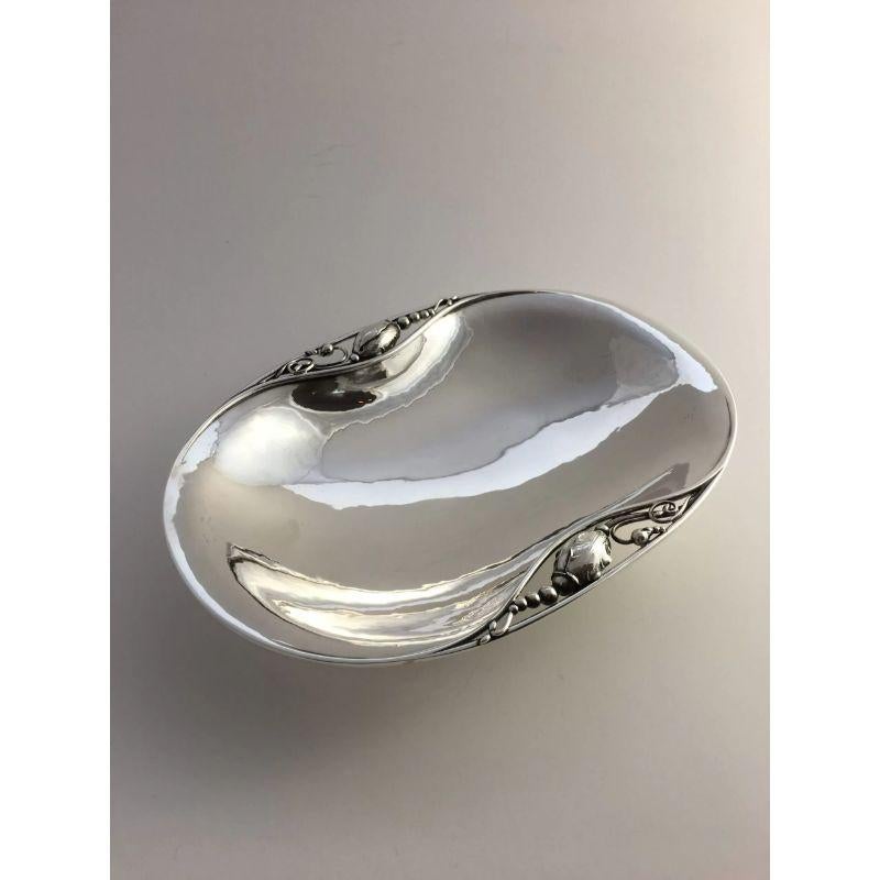 Art Nouveau Early Georg Jensen Sterling Silver Oval Blossom Bowl 2B For Sale