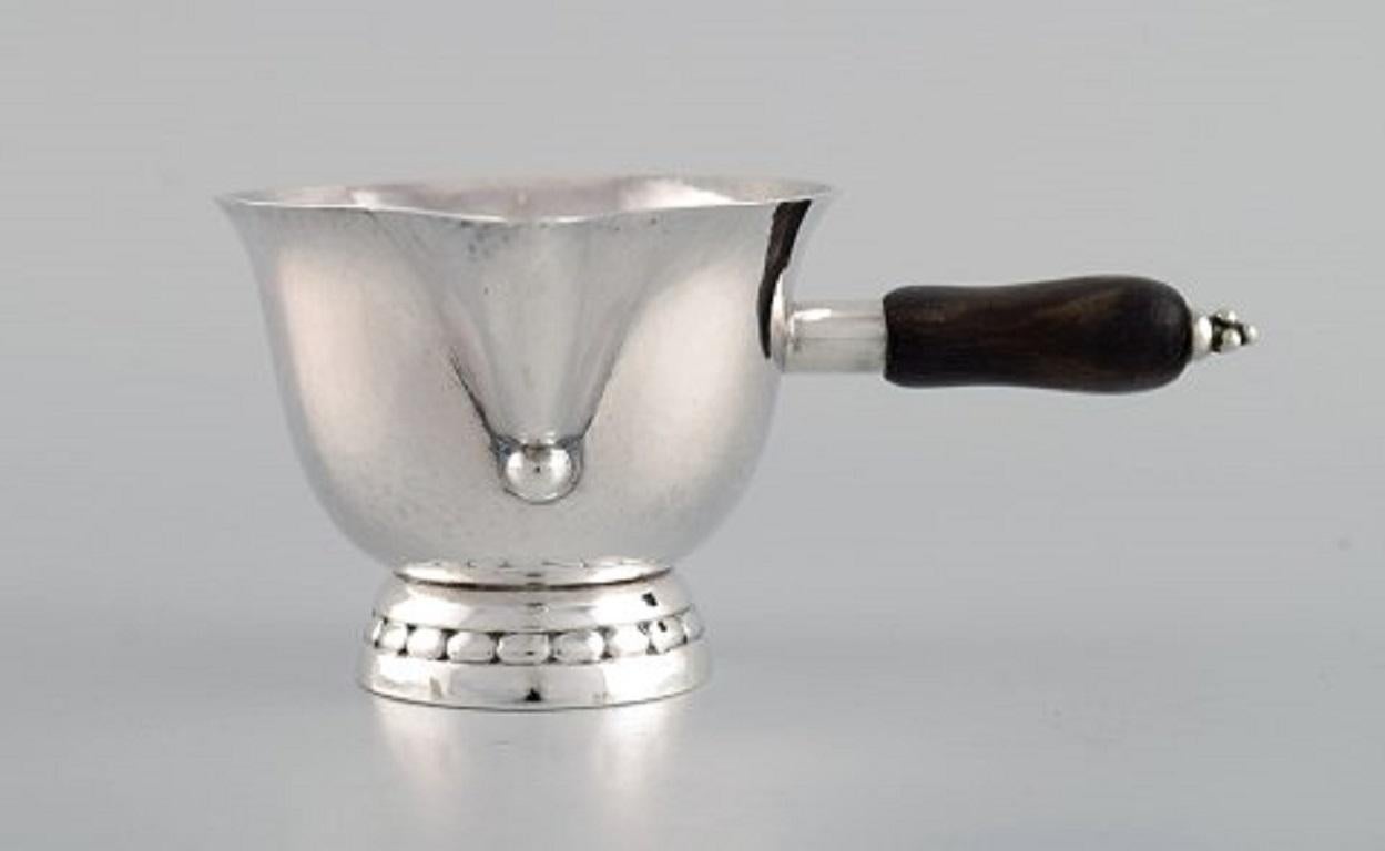 Early Georg Jensen Sugar or Cream Set in Sterling Silver with Handles in Ebony In Excellent Condition For Sale In Copenhagen, DK