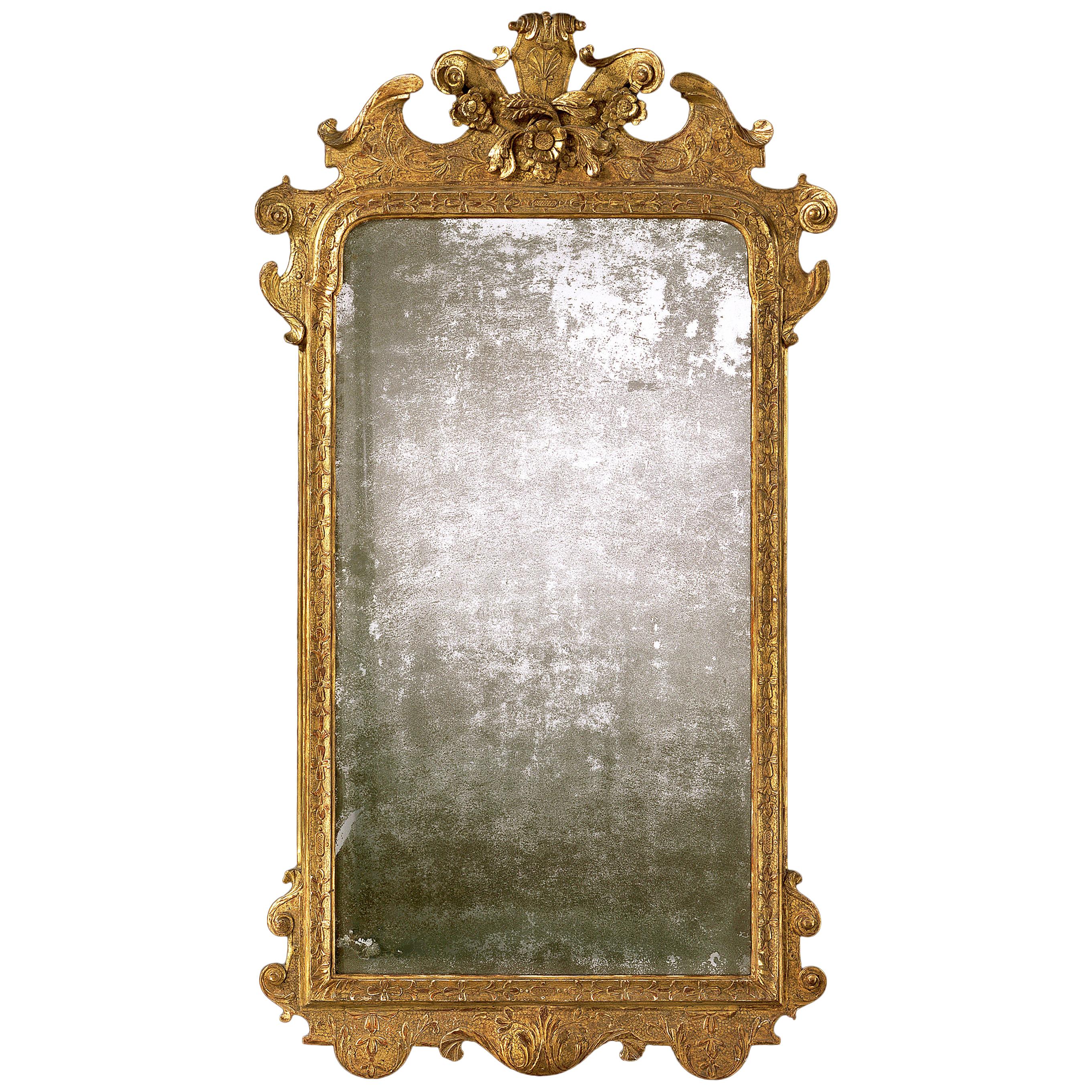 Early George I Period 18th Century Carved Gesso Mirror For Sale