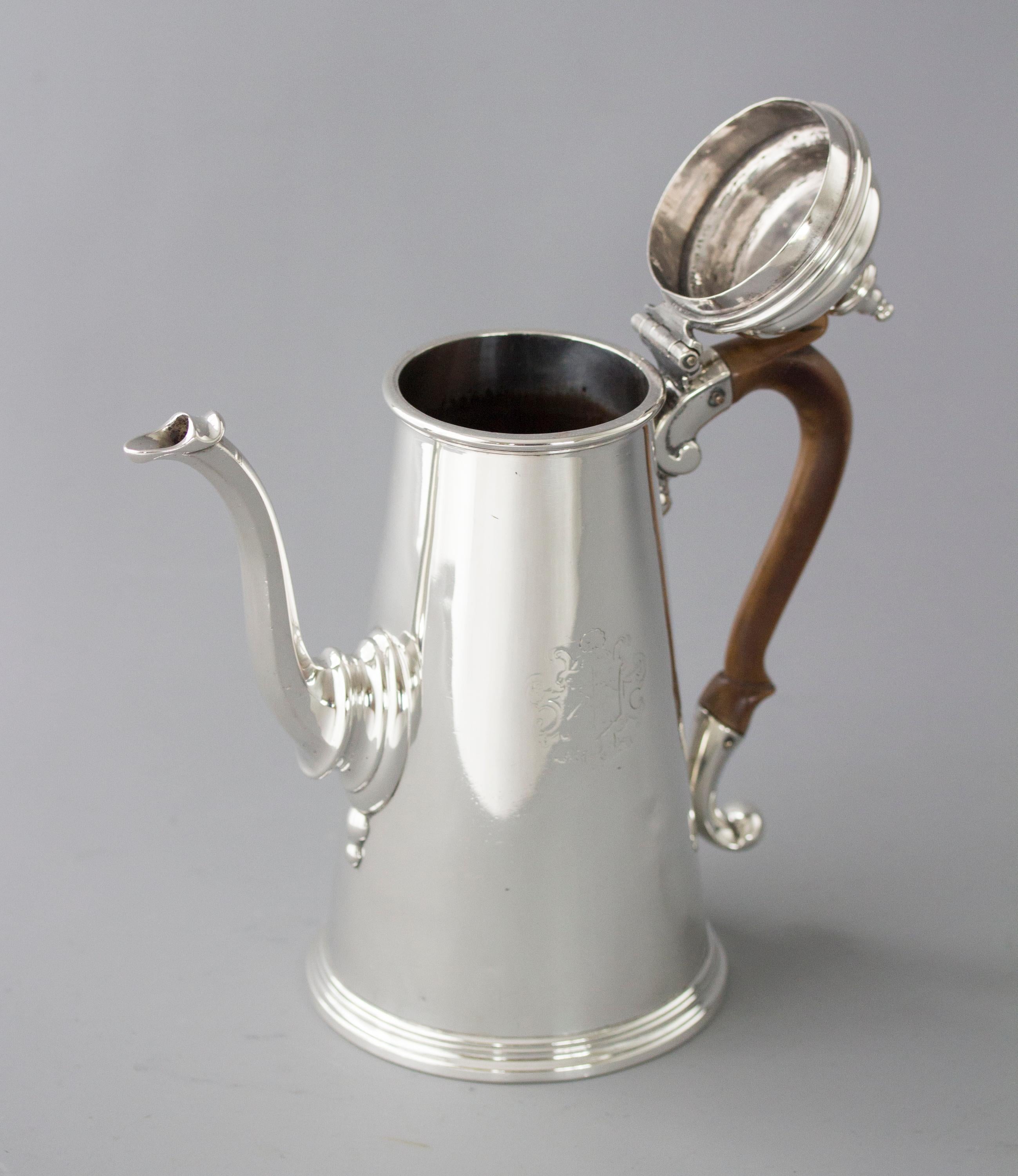 Early George II Silver Coffee Pot, London 1729 by Edward Vincent 1