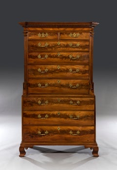 Early George III 18th Century Period Carved Mahogany Chest on Chest
