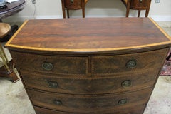Early George III Flame Mahogany Bow Front Chest with Satinwood and Ebony Inlay