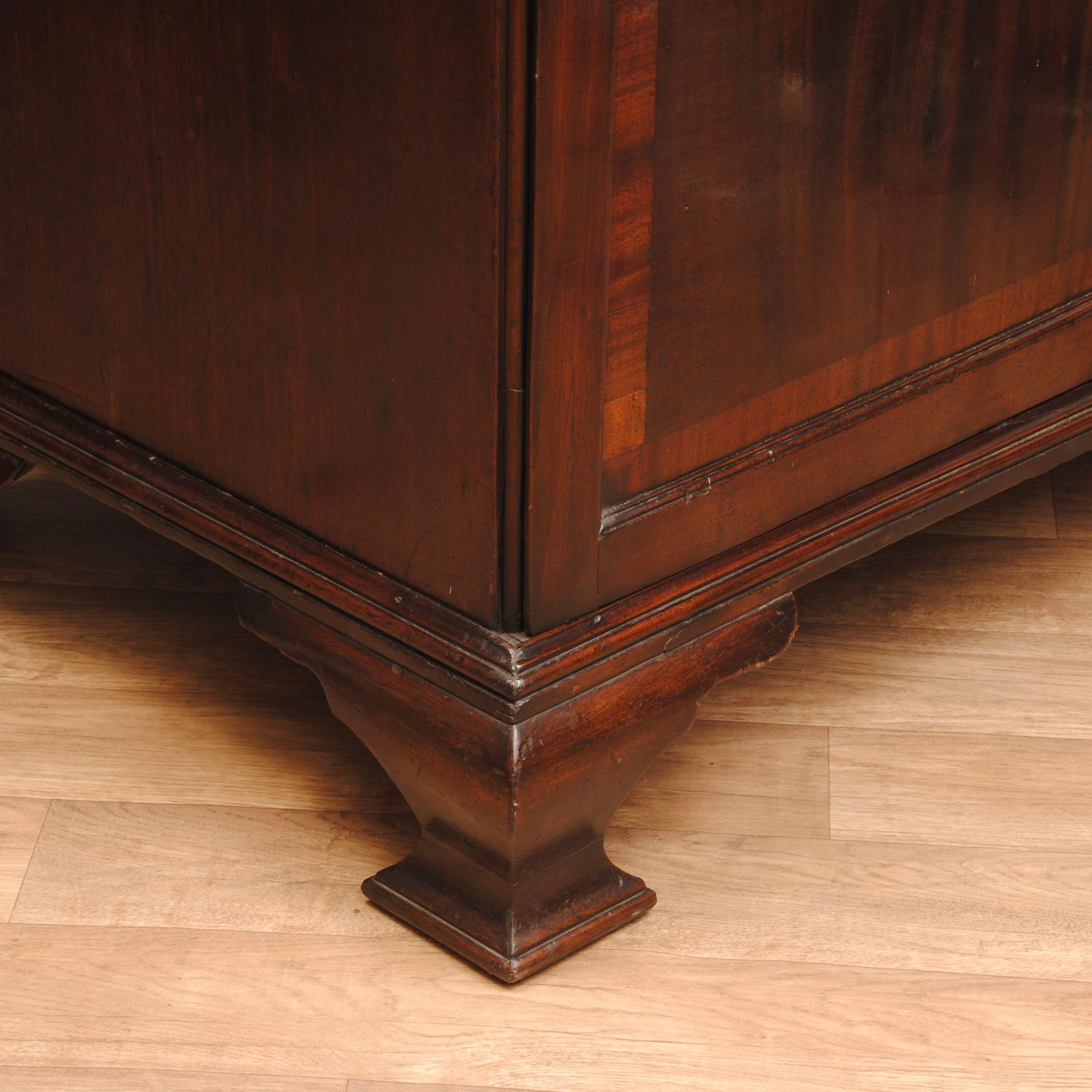 18th Century Early George III Mahogany Low Linen Press For Sale