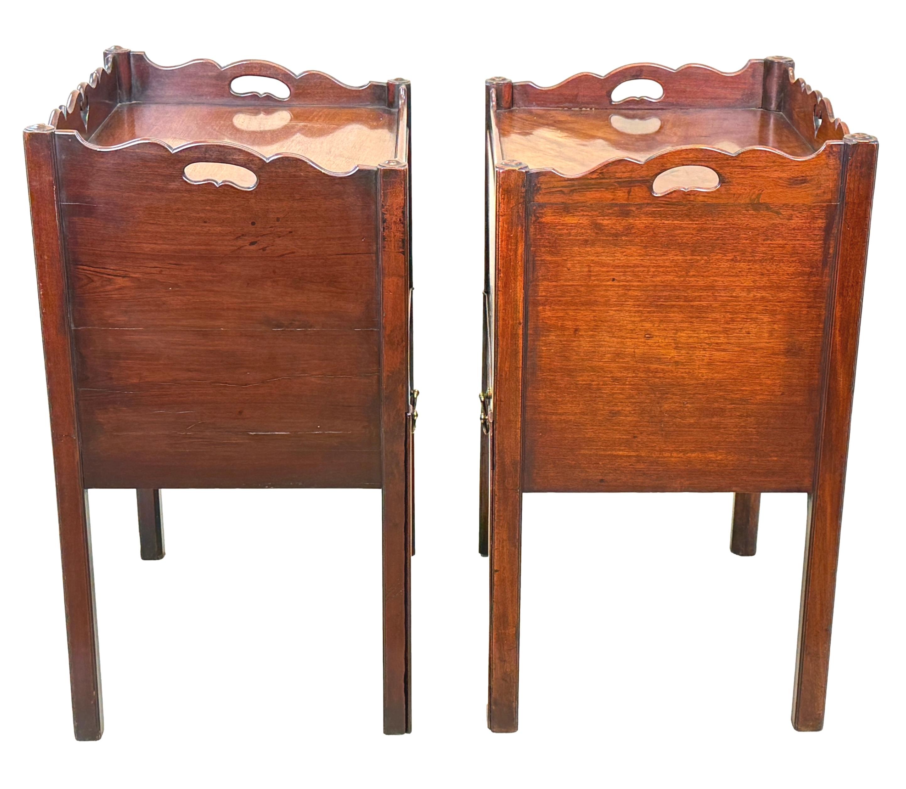 English Early George III Pair Of Mahogany Bedside Night Tables
