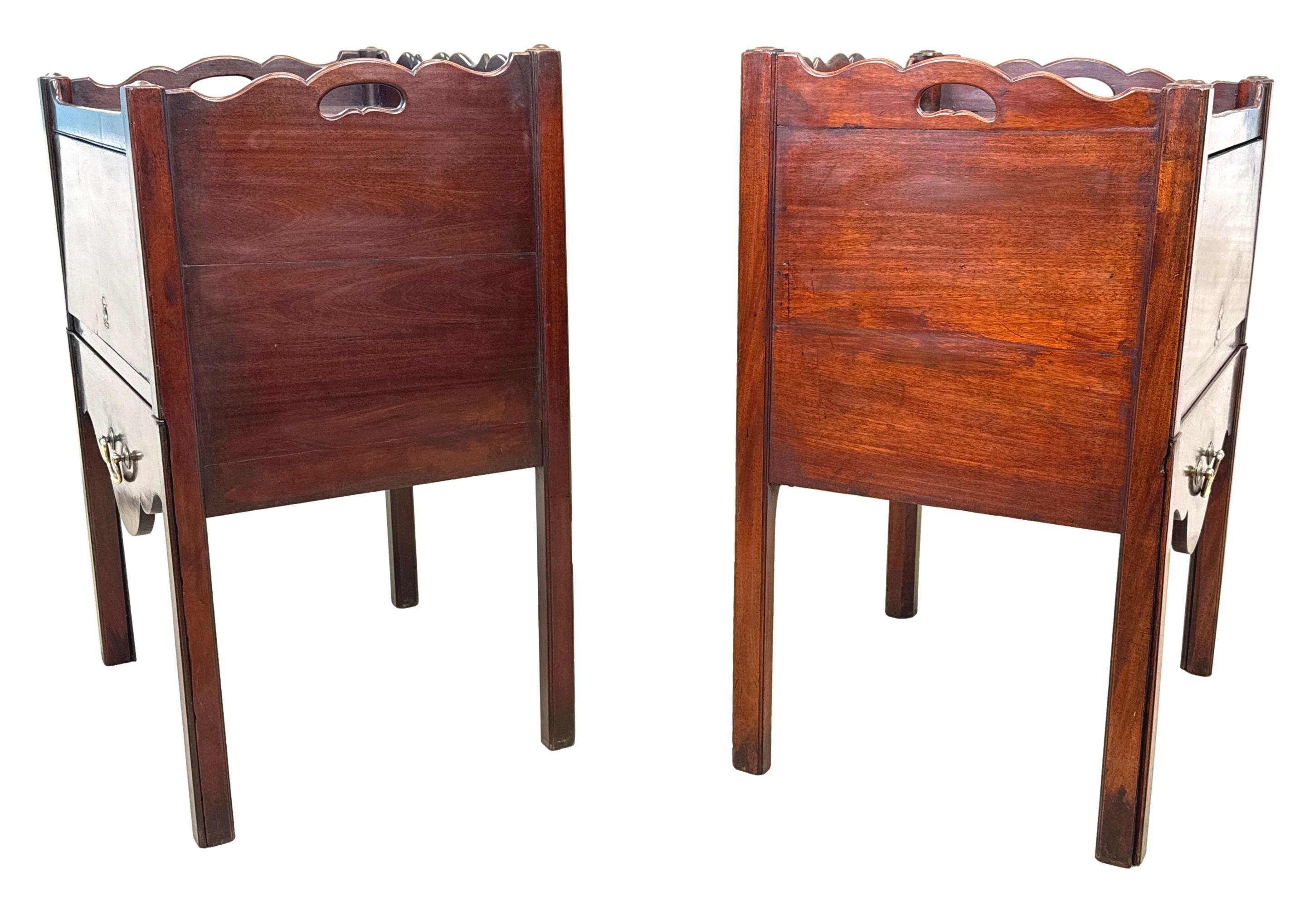 Early George III Pair Of Mahogany Bedside Night Tables 1
