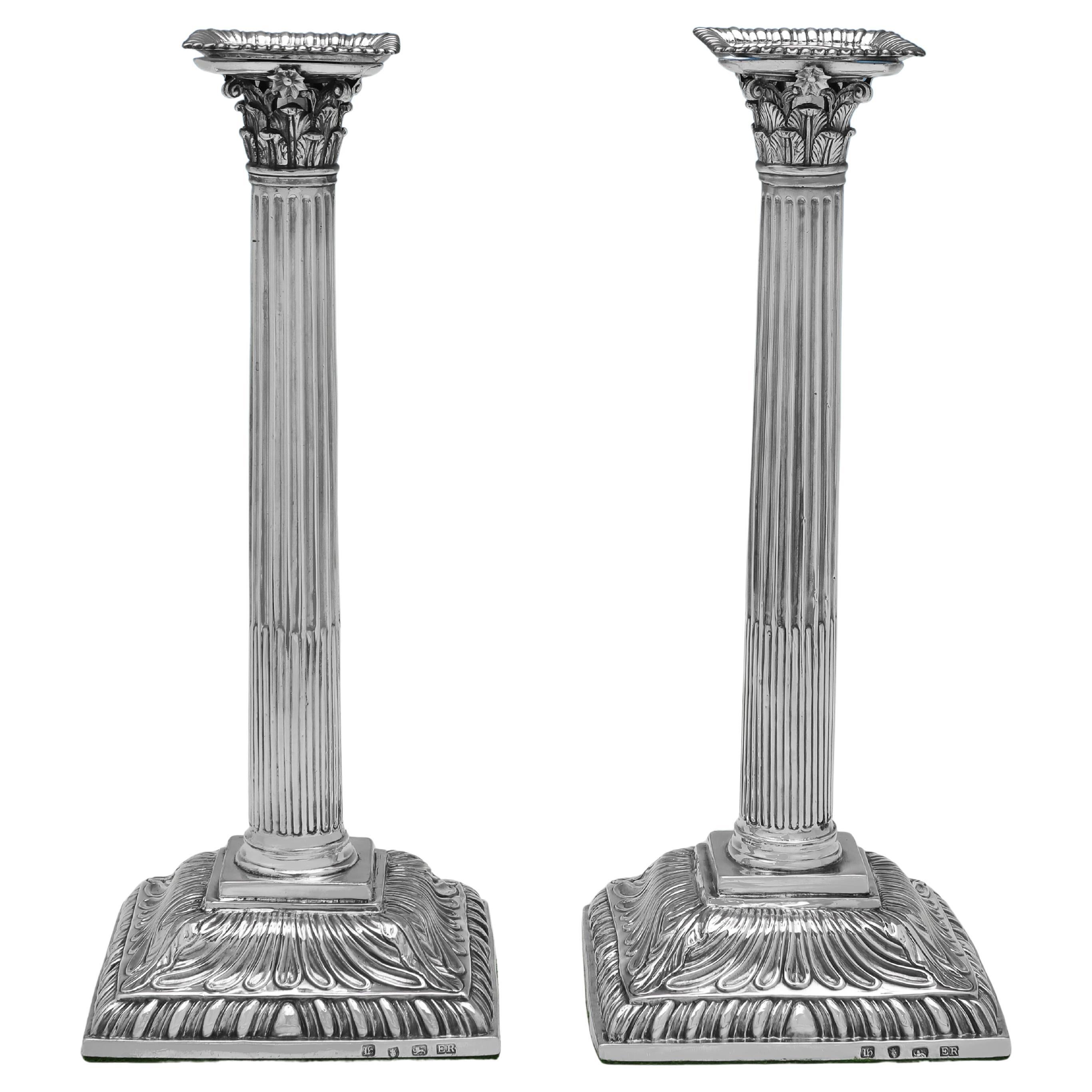 Early George III period sterling silver candlesticks made by Emick Romer in 1763