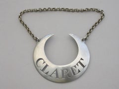 Early George III Silver Crescent with 'Ears' Wine Label 'Claret' circa 1760-1765