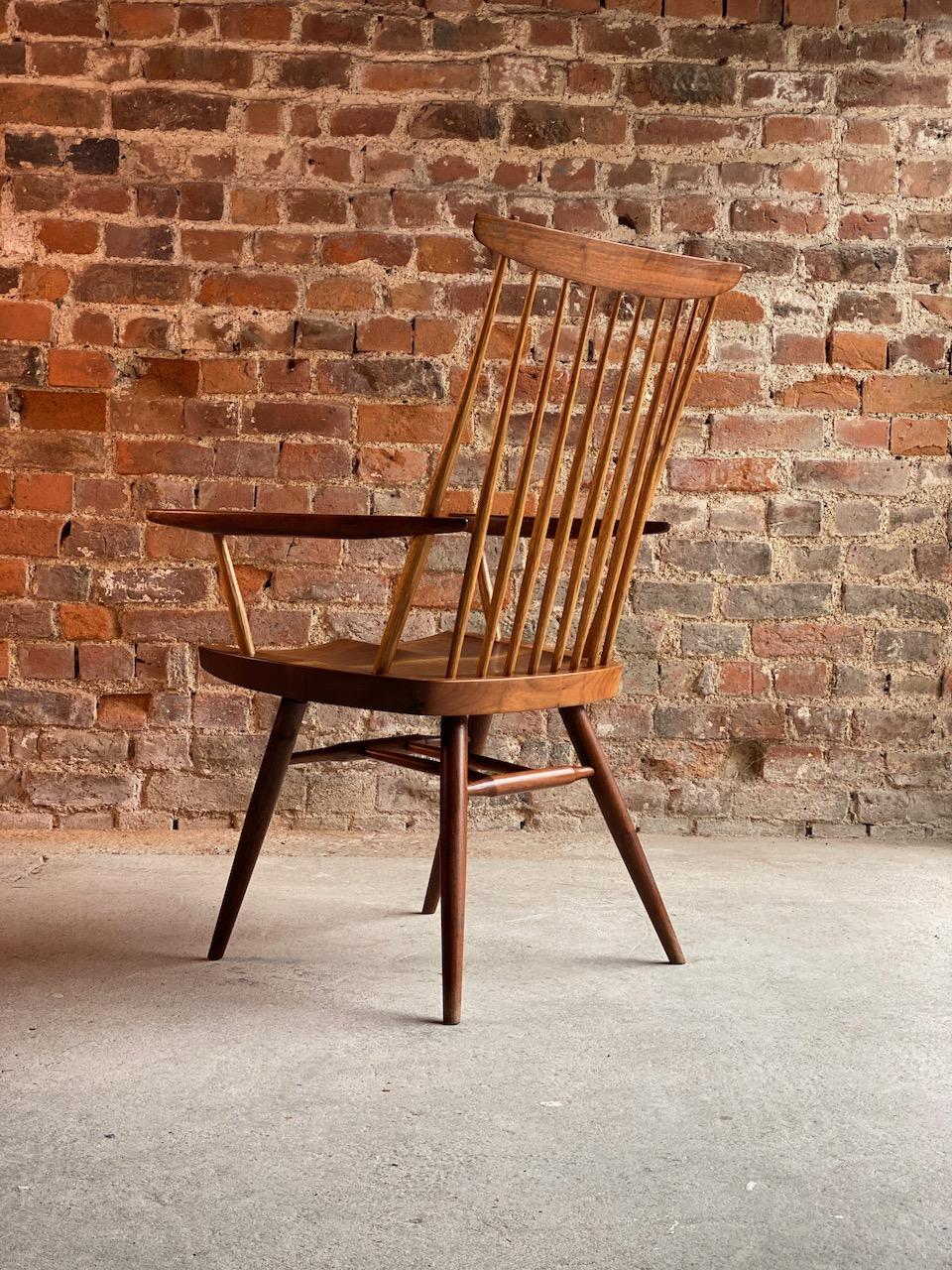 Early George Nakashima New Chair Armchair American Black Walnut USA circa 1967 3