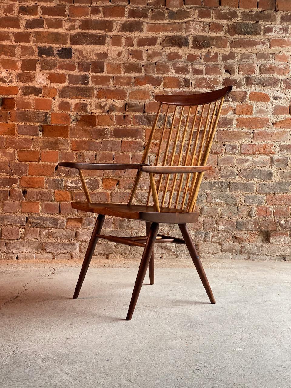 Early George Nakashima New Chair Armchair American Black Walnut USA circa 1967 4