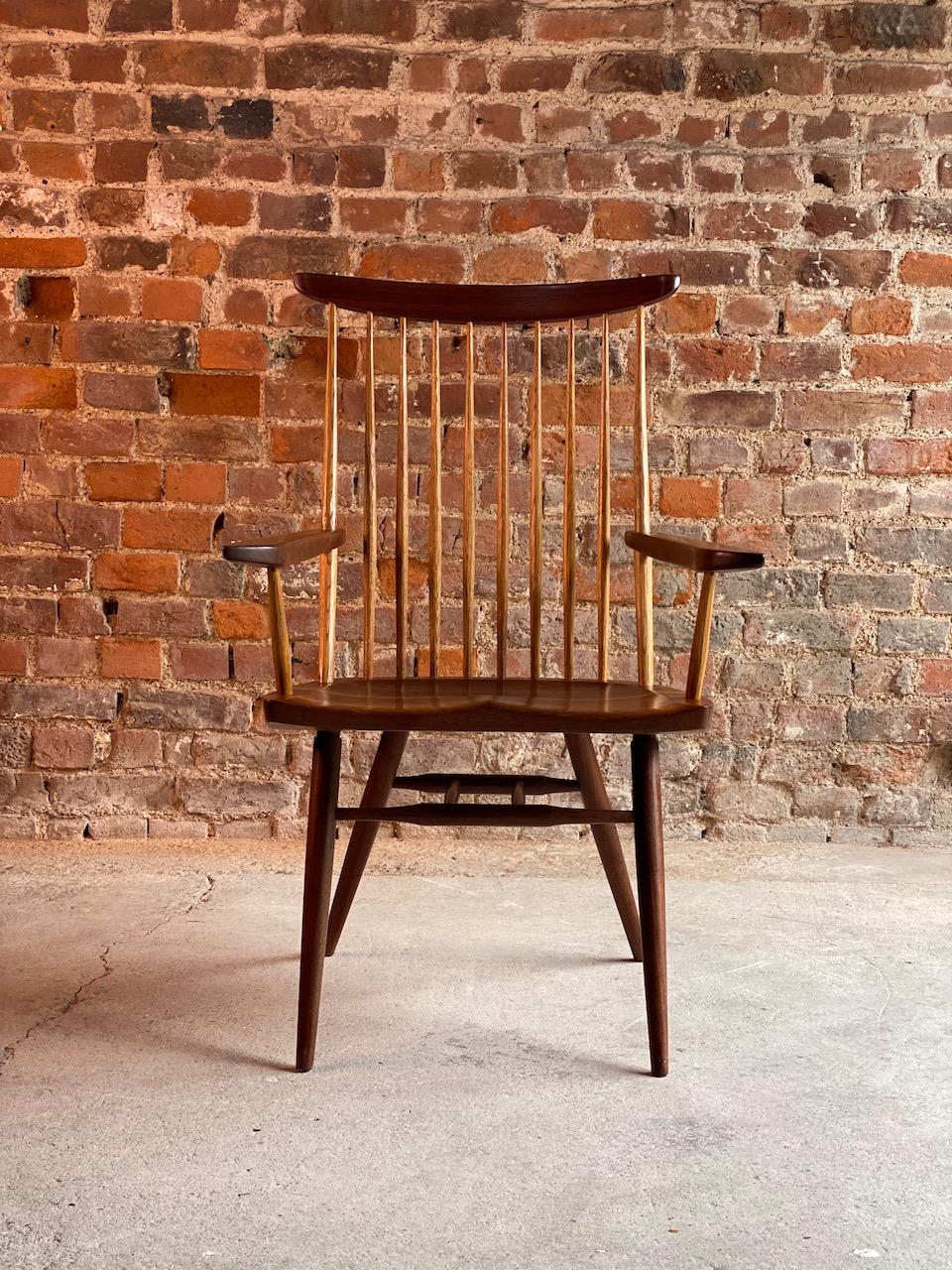 Early George Nakashima New Chair Armchair American Black Walnut USA circa 1967 5