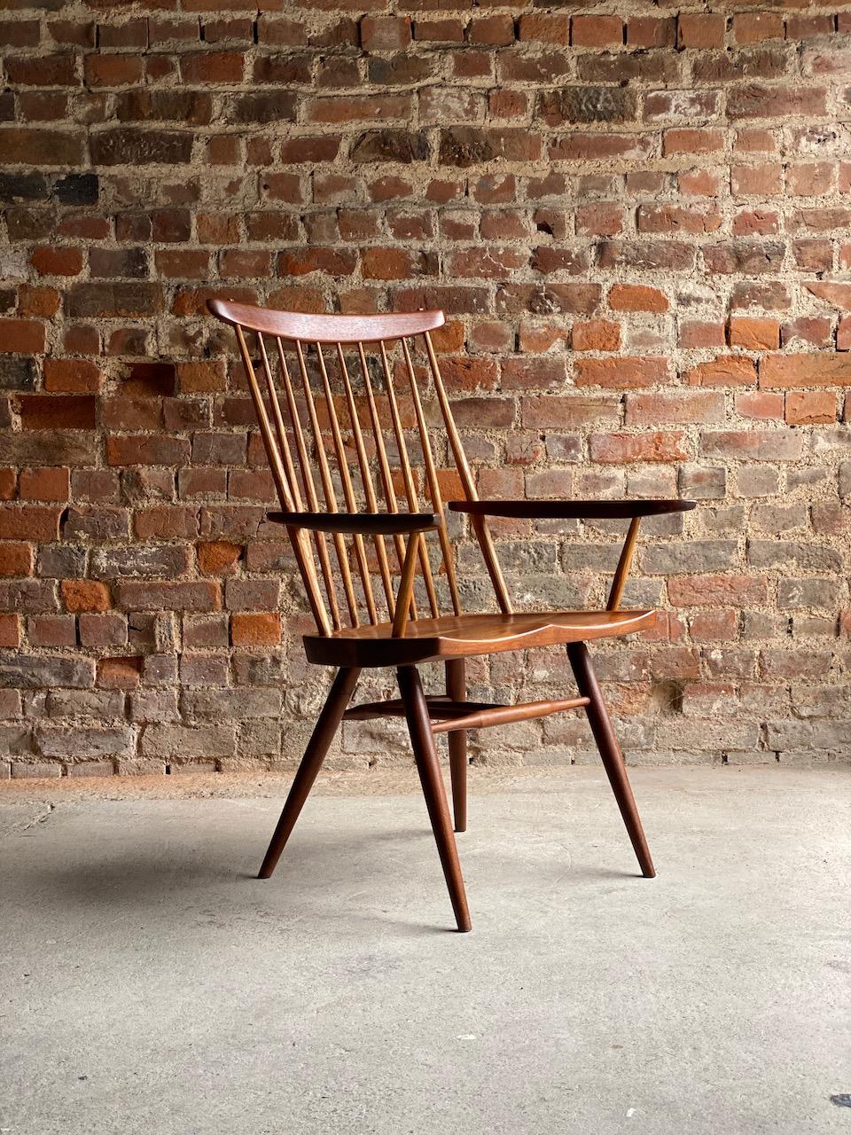 Mid-Century Modern Early George Nakashima New Chair Armchair American Black Walnut USA circa 1967