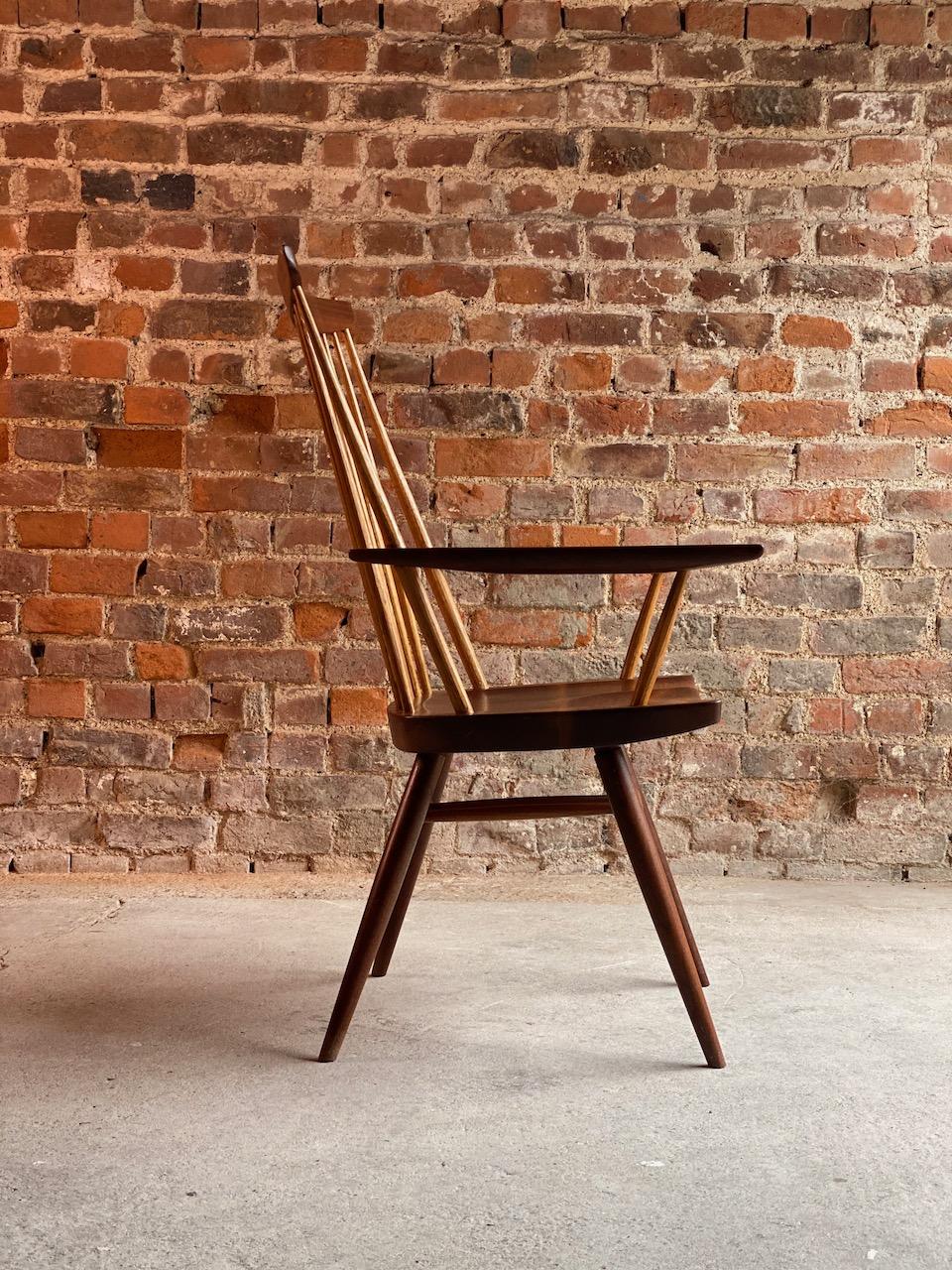 Mid-20th Century Early George Nakashima New Chair Armchair American Black Walnut USA circa 1967