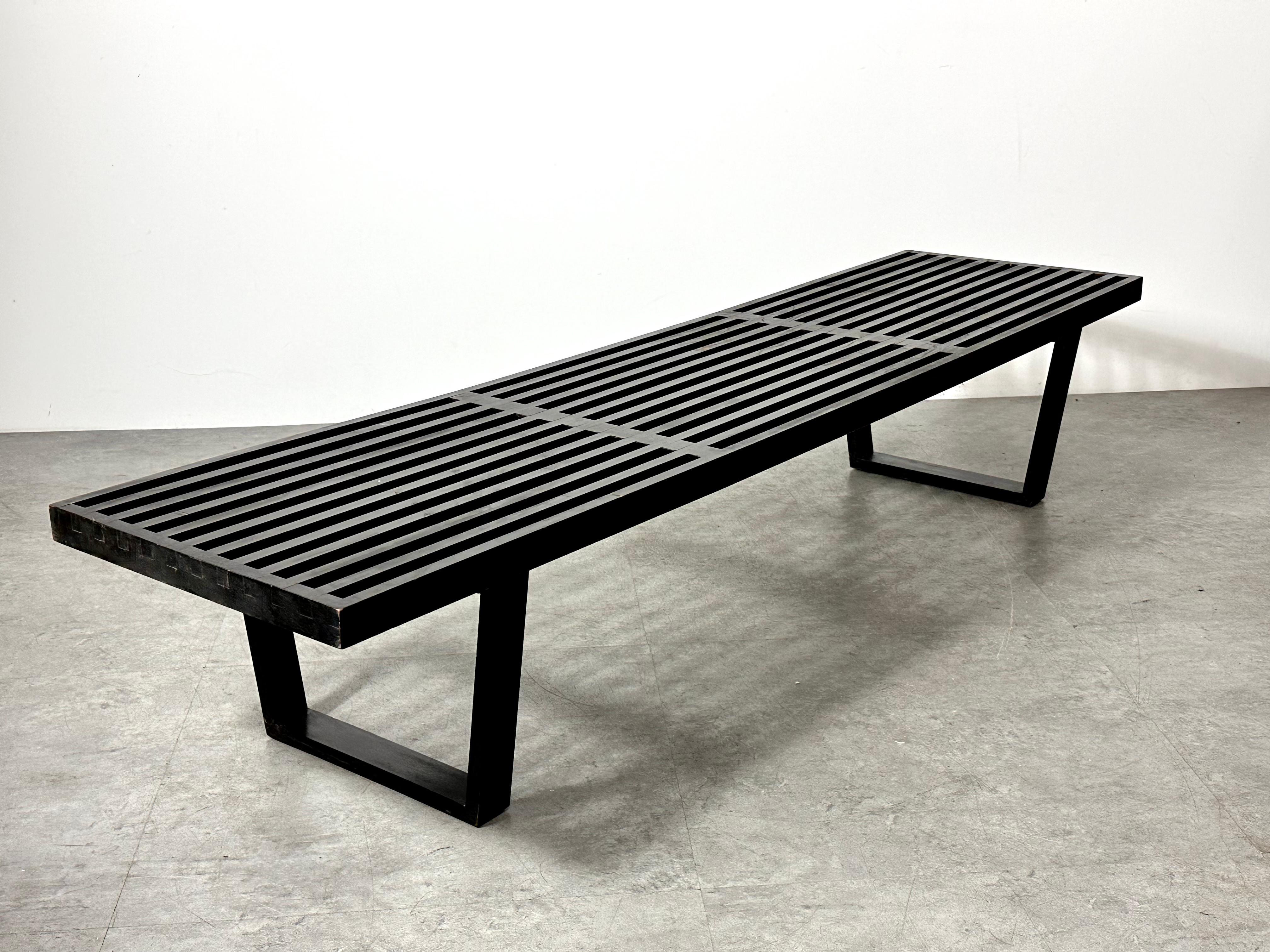 Mid-20th Century Early George Nelson Slat Bench in Black Herman Miller Mid Century Modern 1950s