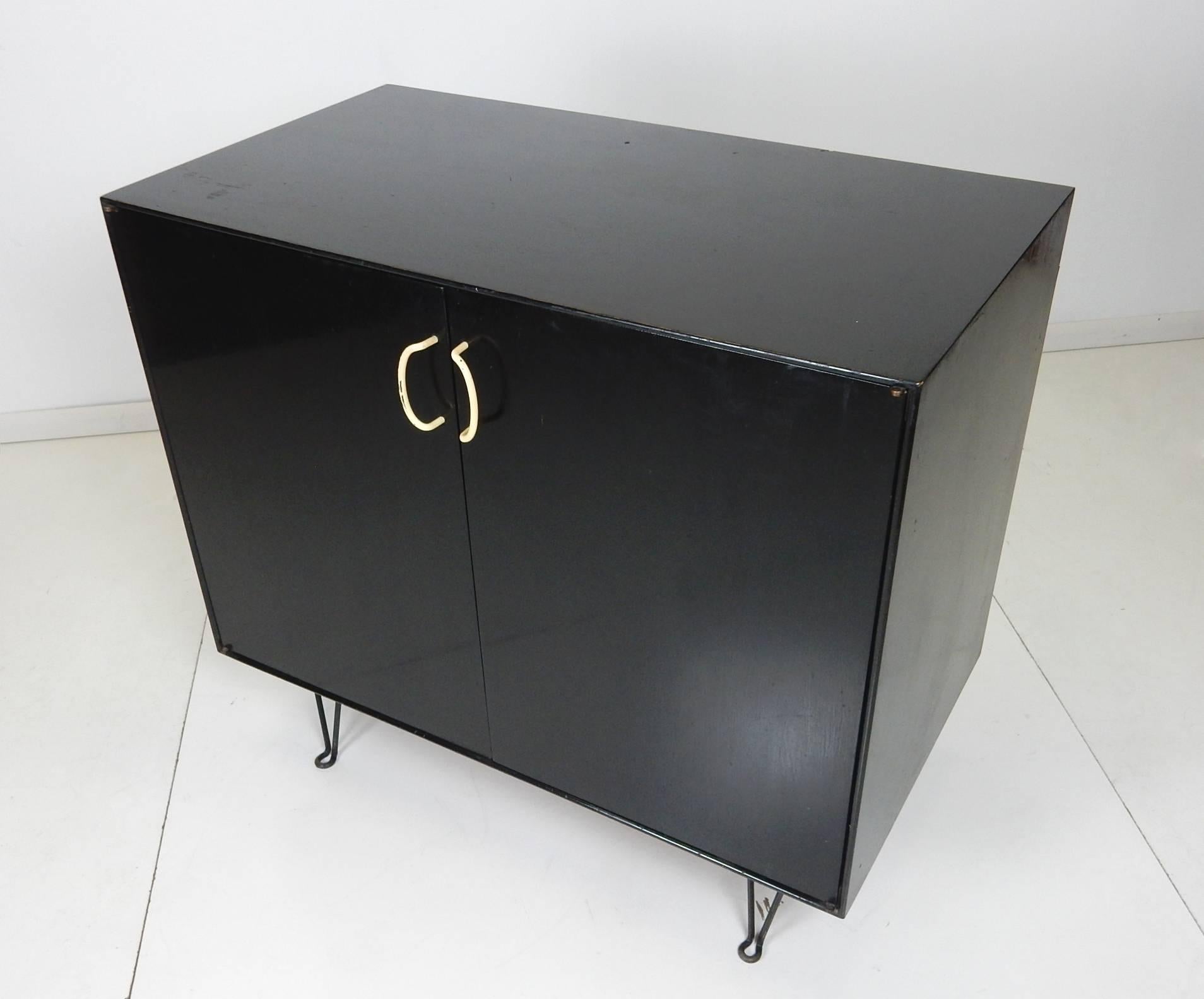 Early George Nelson Thin Line Ebonized Cabinet for Herman Miller In Good Condition In Las Vegas, NV