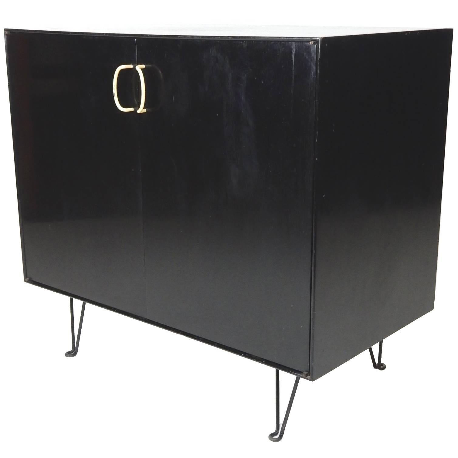 Early George Nelson Thin Line Ebonized Cabinet for Herman Miller