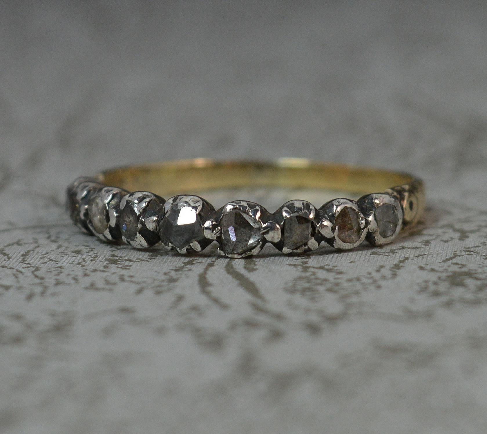 Early Georgian 15 Carat Gold Rose Cut Diamond Half Hoop Stack Ring 5