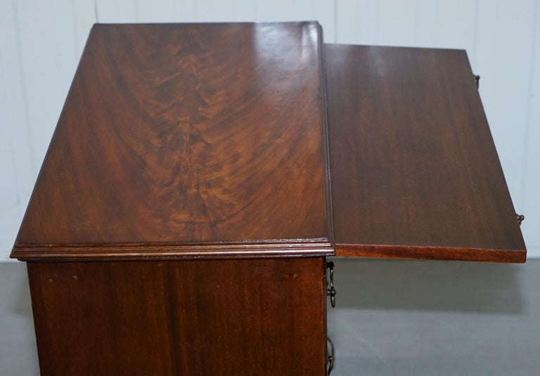 Early 1800s Flamed Mahogany Knee Hole Desk Pull Out Writing