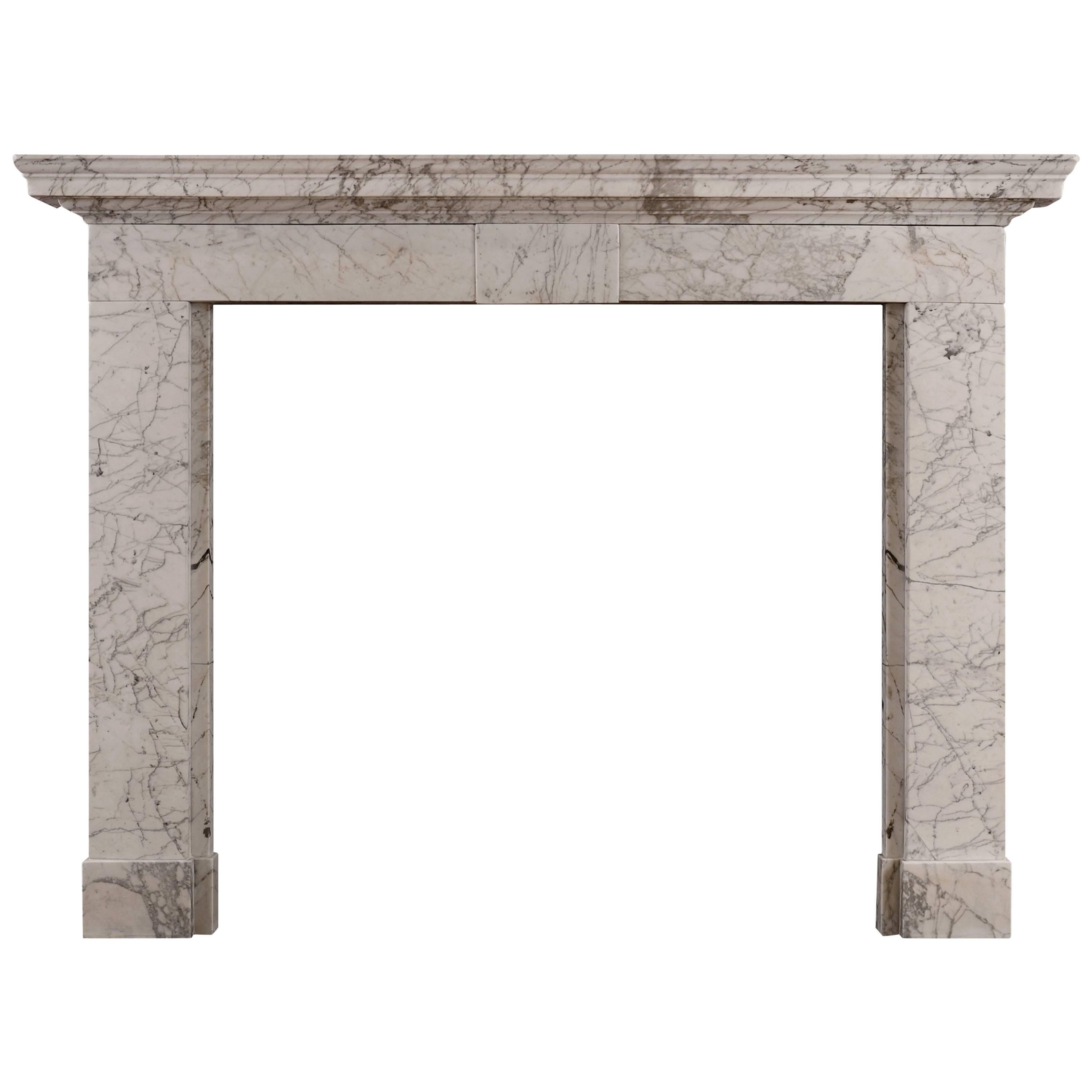 Early Georgian Fireplace in Heavily Veined Statuary Marble For Sale
