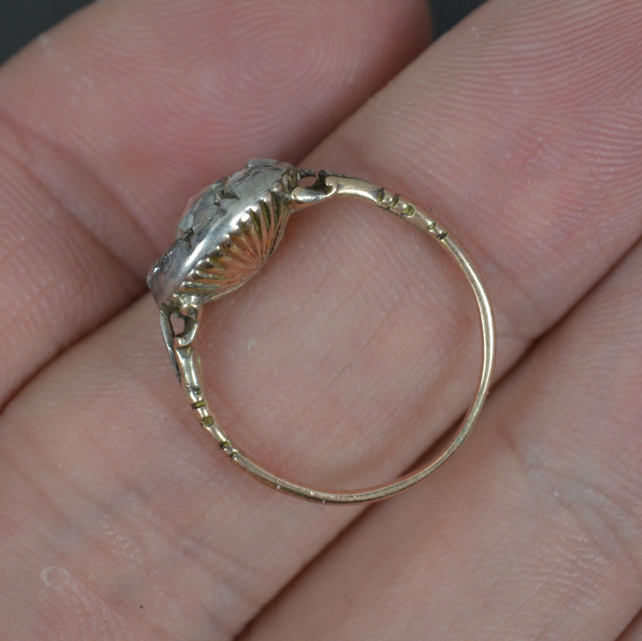 Früher georgianischer Cluster-Ring aus 15 Karat Gold mit Diamanten im Rosenschliff Damen im Angebot