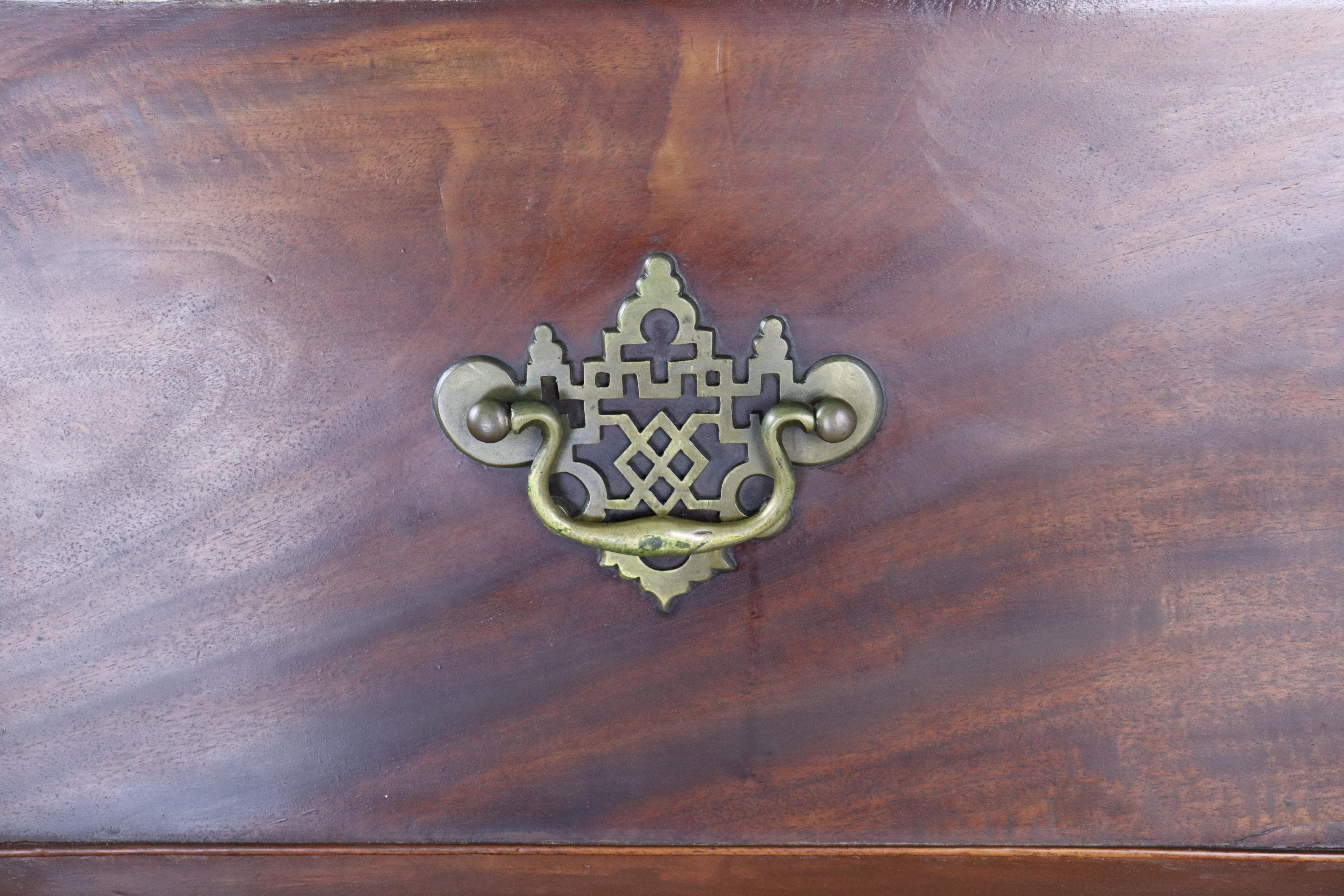 Early Georgian Mahogany Chest on Chest with Original Fretted Brass Hardware For Sale 6