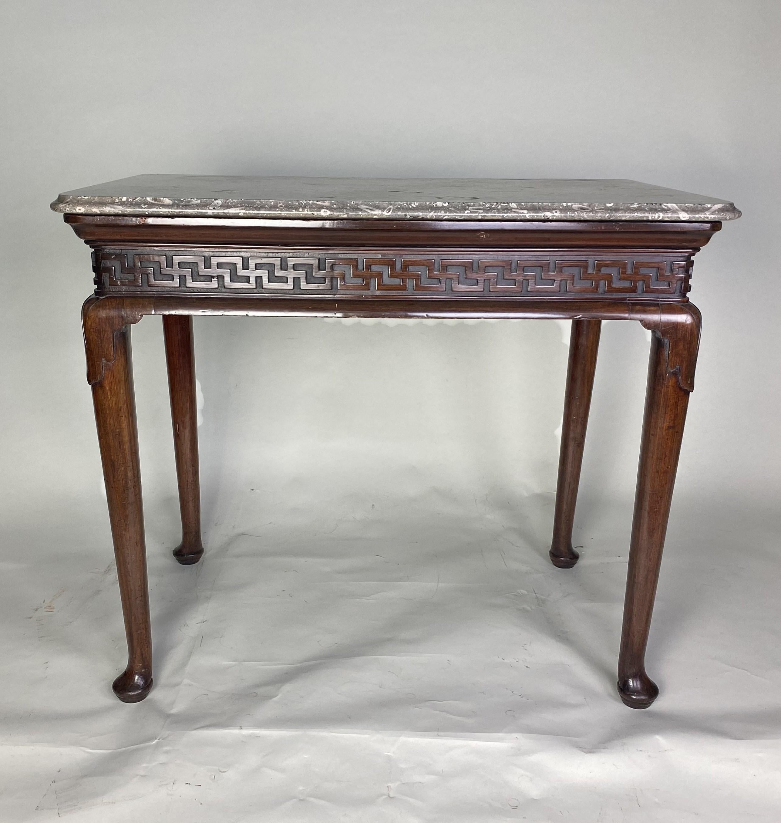George II Early Georgian mahogany marble top Hall or Side Table For Sale