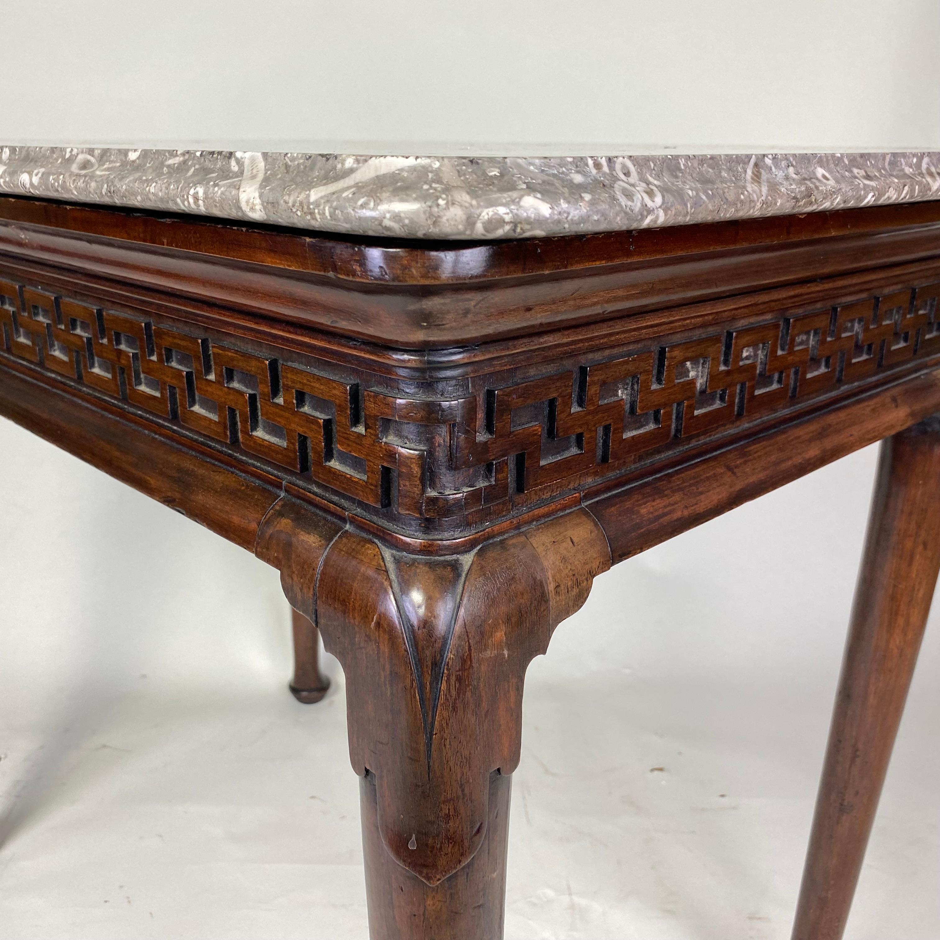 18th Century Early Georgian mahogany marble top Hall or Side Table For Sale
