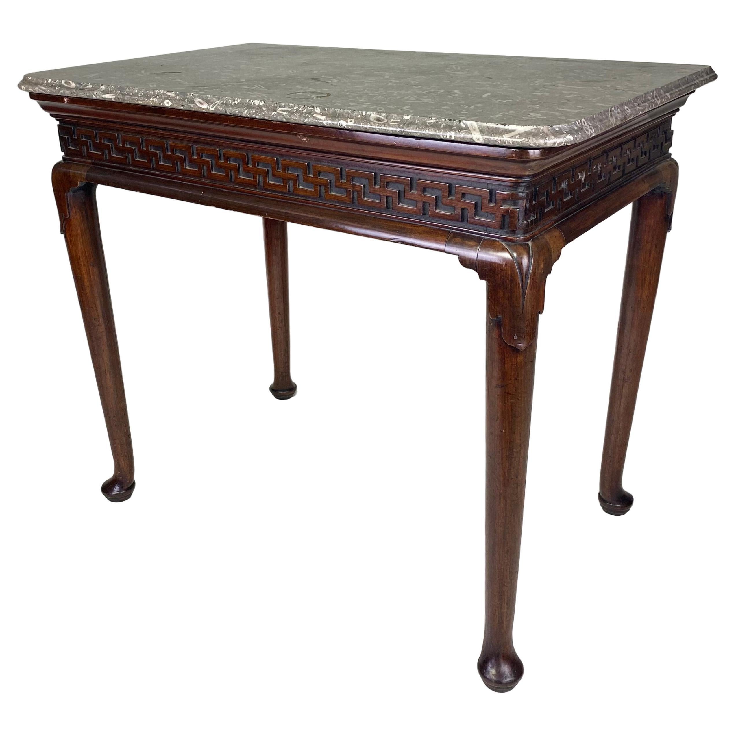 Early Georgian mahogany marble top Hall or Side Table For Sale