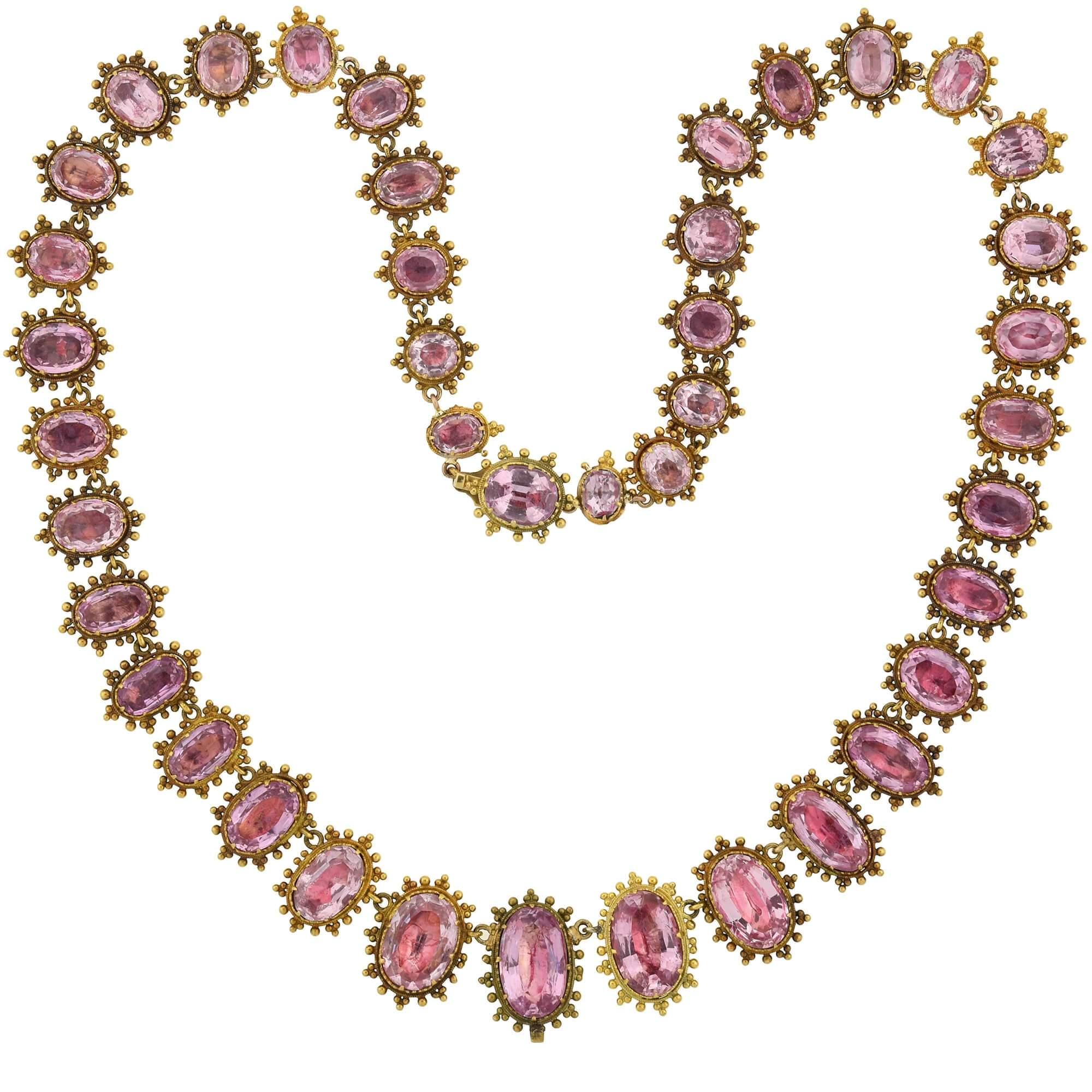 Georgien Ensemble demi-parure collier et boucles d'oreilles en topaze rose du début de l'époque géorgienne en vente