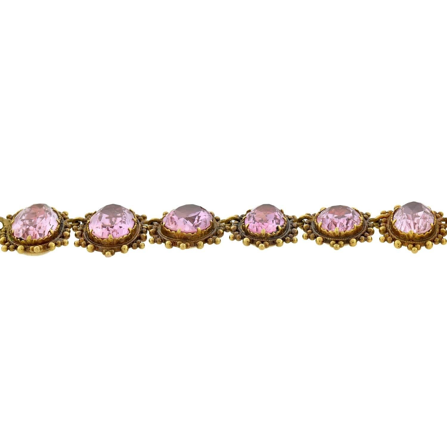 Early Georgian Pink Topaz Necklace and Earring Demi-Parure Set In Fair Condition For Sale In Narberth, PA