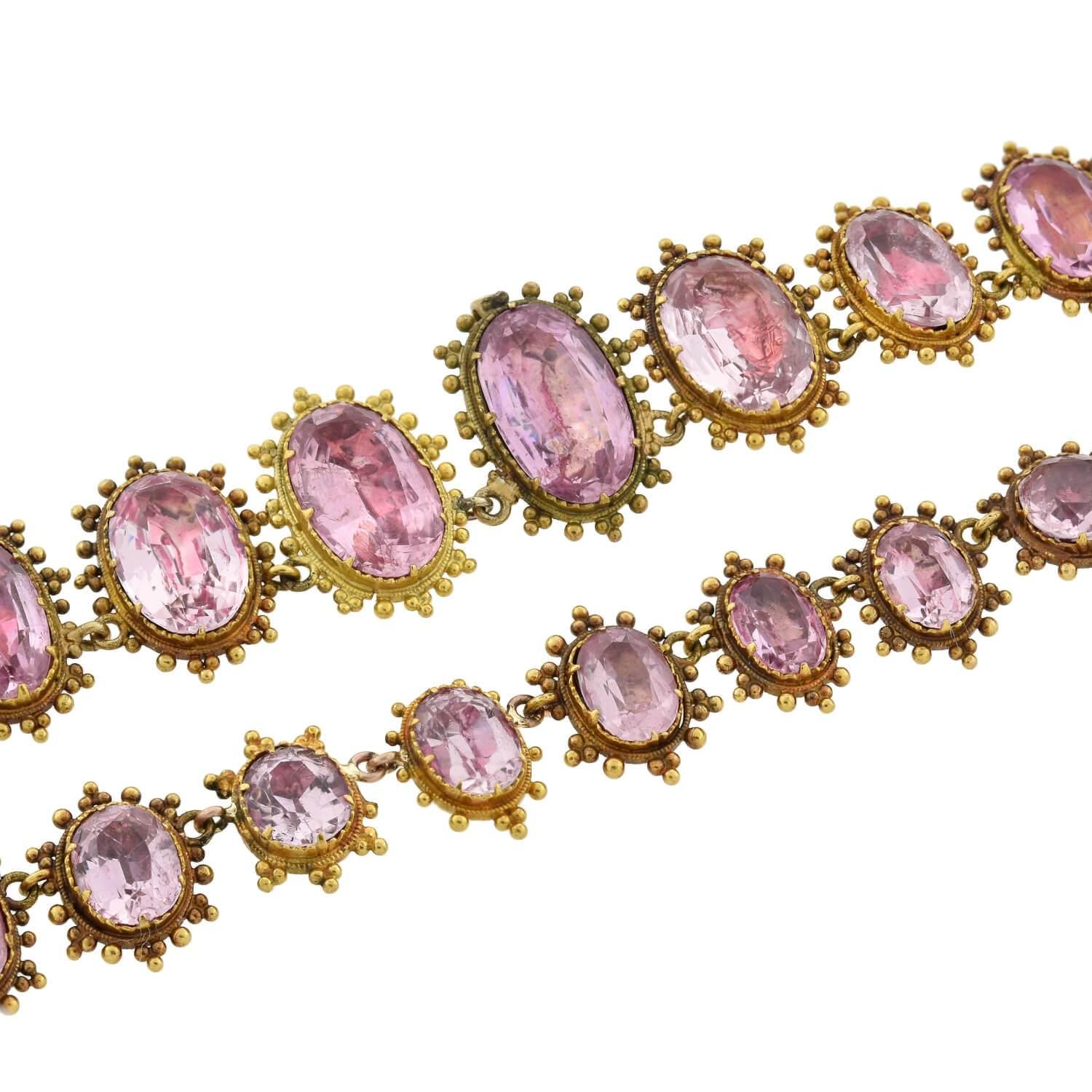 Ensemble demi-parure collier et boucles d'oreilles en topaze rose du début de l'époque géorgienne État moyen - En vente à Narberth, PA