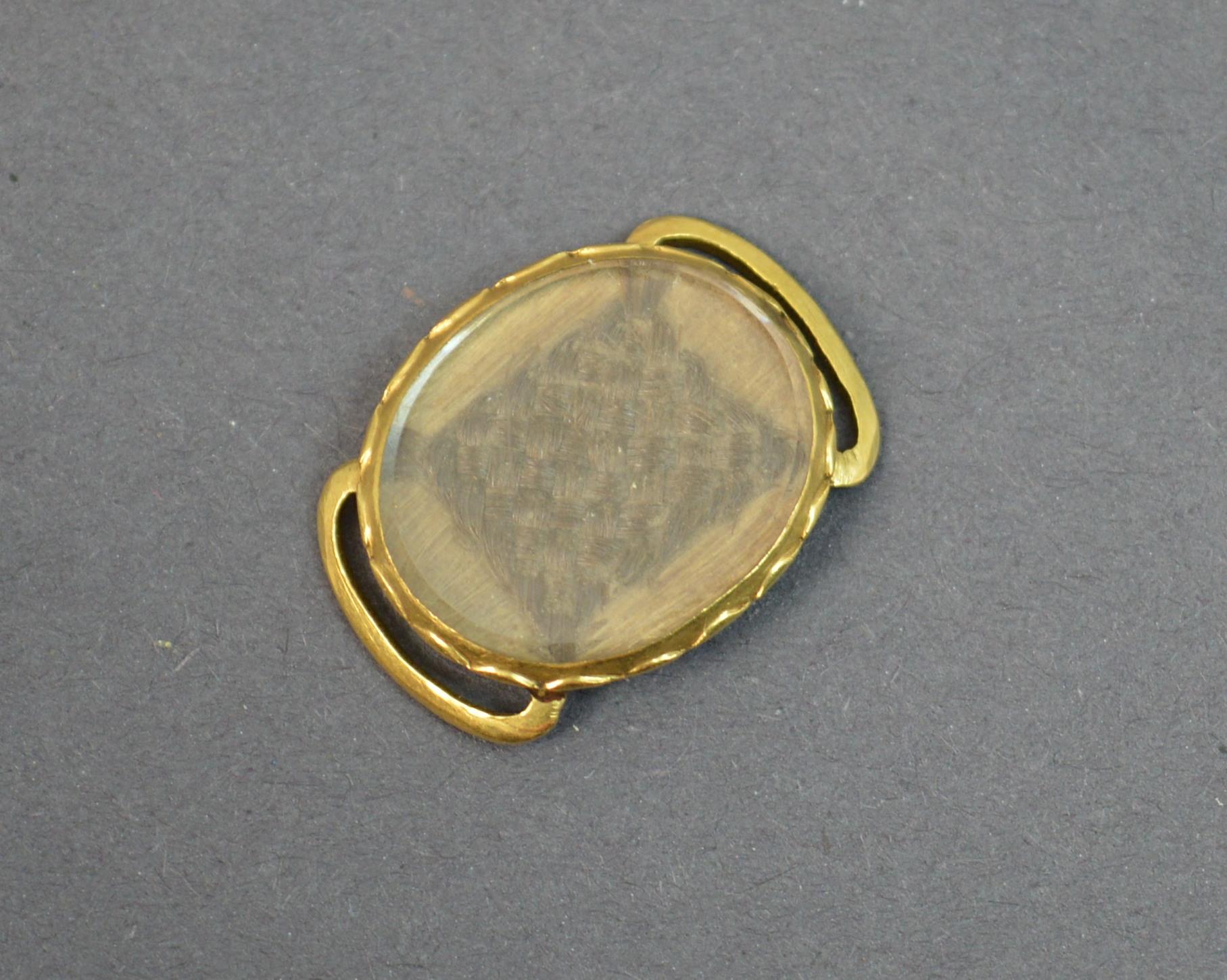 Early Georgian Rock Crystal 18 Carat Gold Slider with Hair 2