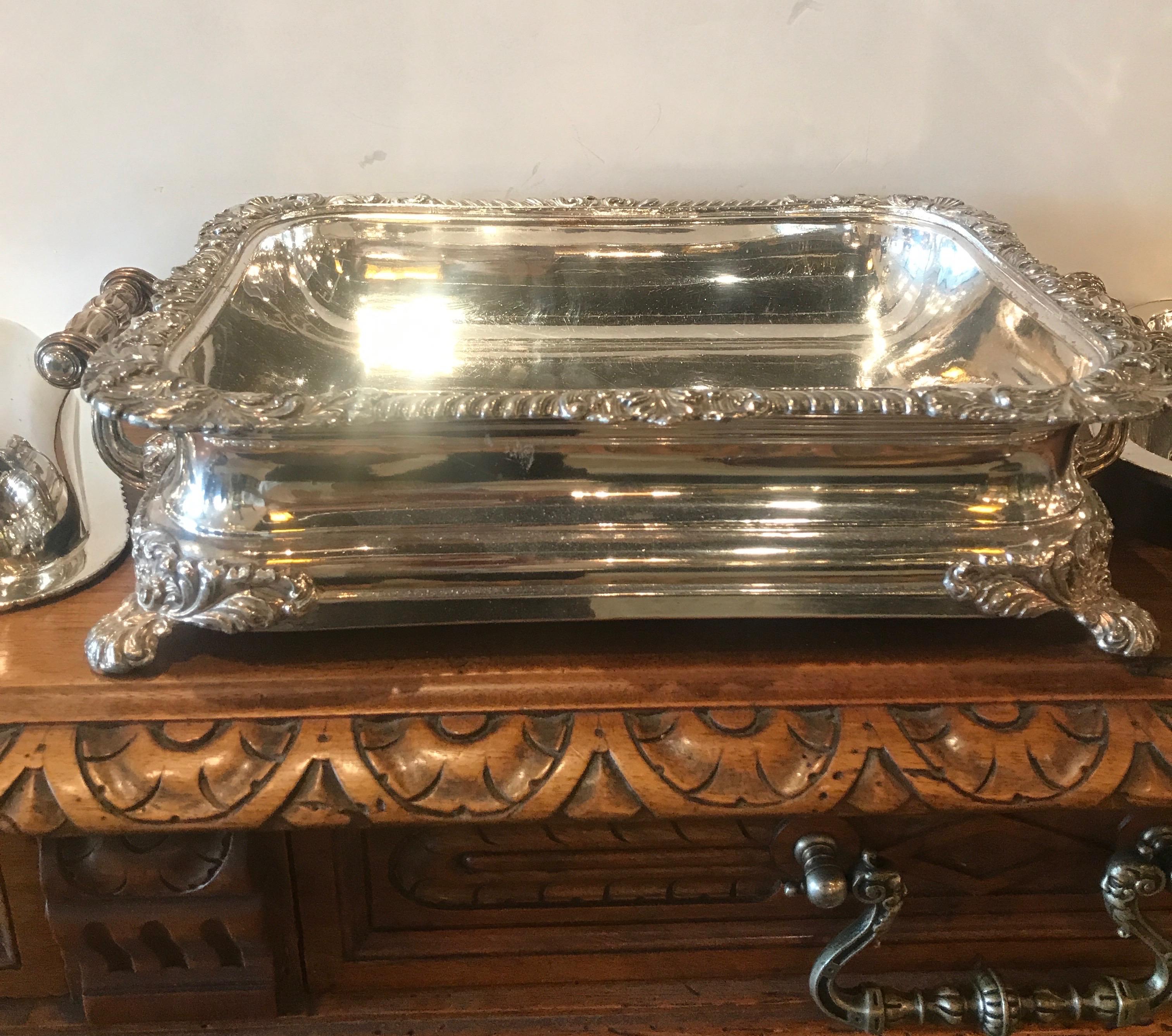 A rare Sheffield silver fusion plate Entrée server. The server with lid and a liner to use as an open server, the lid with an armorial monogram for George Kenyon, (1775-1855) which was made on the year of his marriage 1803 or the year he became Lord