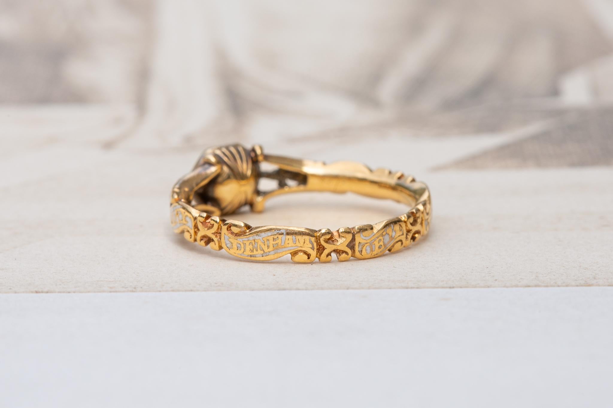 Women's or Men's Early Georgian Skull and Crossbones Stuart Crystal Mourning Ring c.1740
