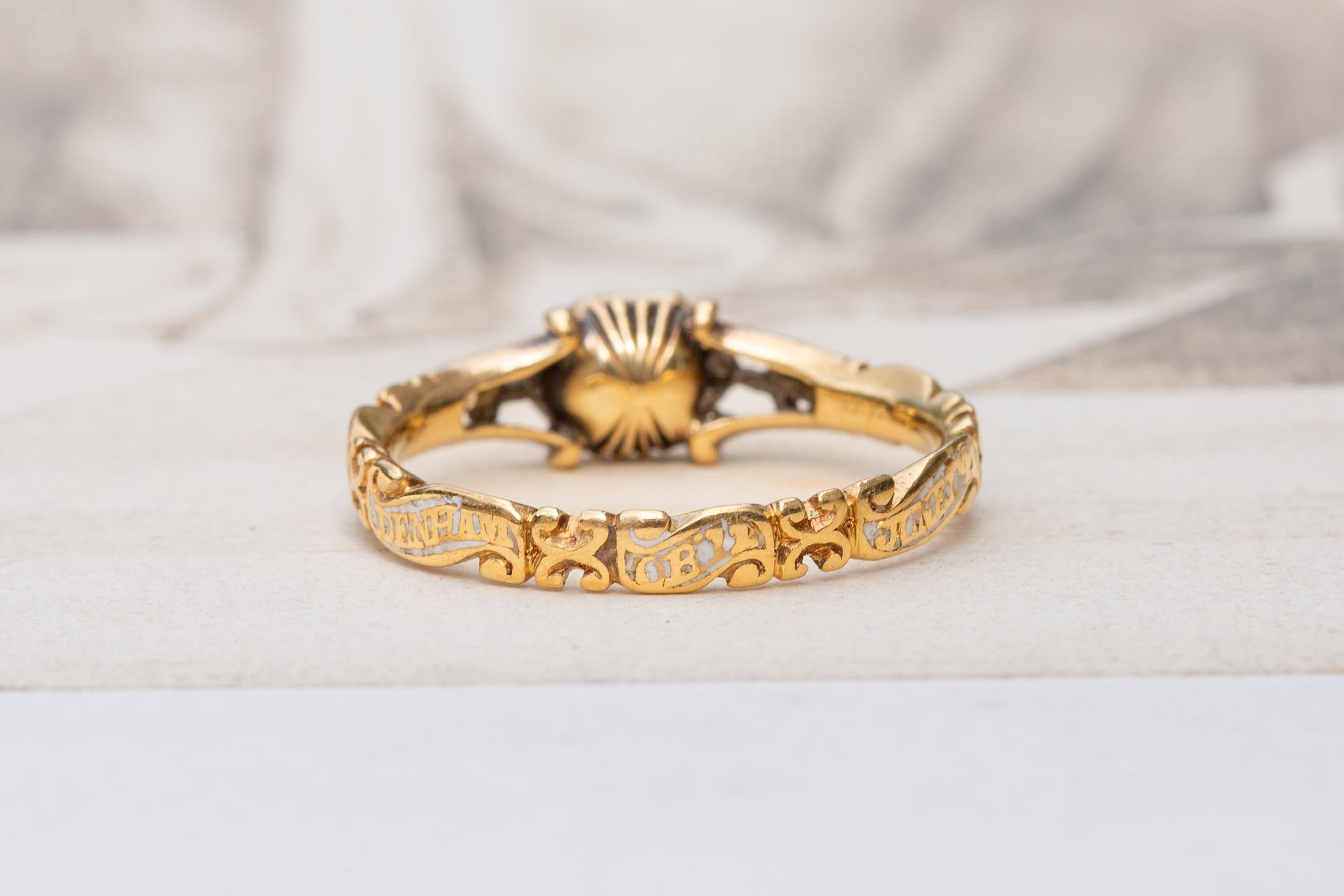 Early Georgian Skull and Crossbones Stuart Crystal Mourning Ring c.1740 2