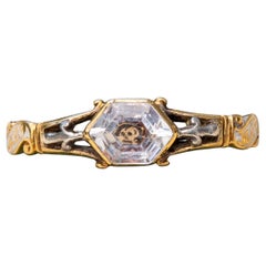 Early Georgian Skull and Crossbones Stuart Crystal Mourning Ring c.1740