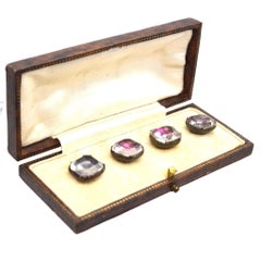 Early Georgian Stuart Crystal Cufflinks in Case