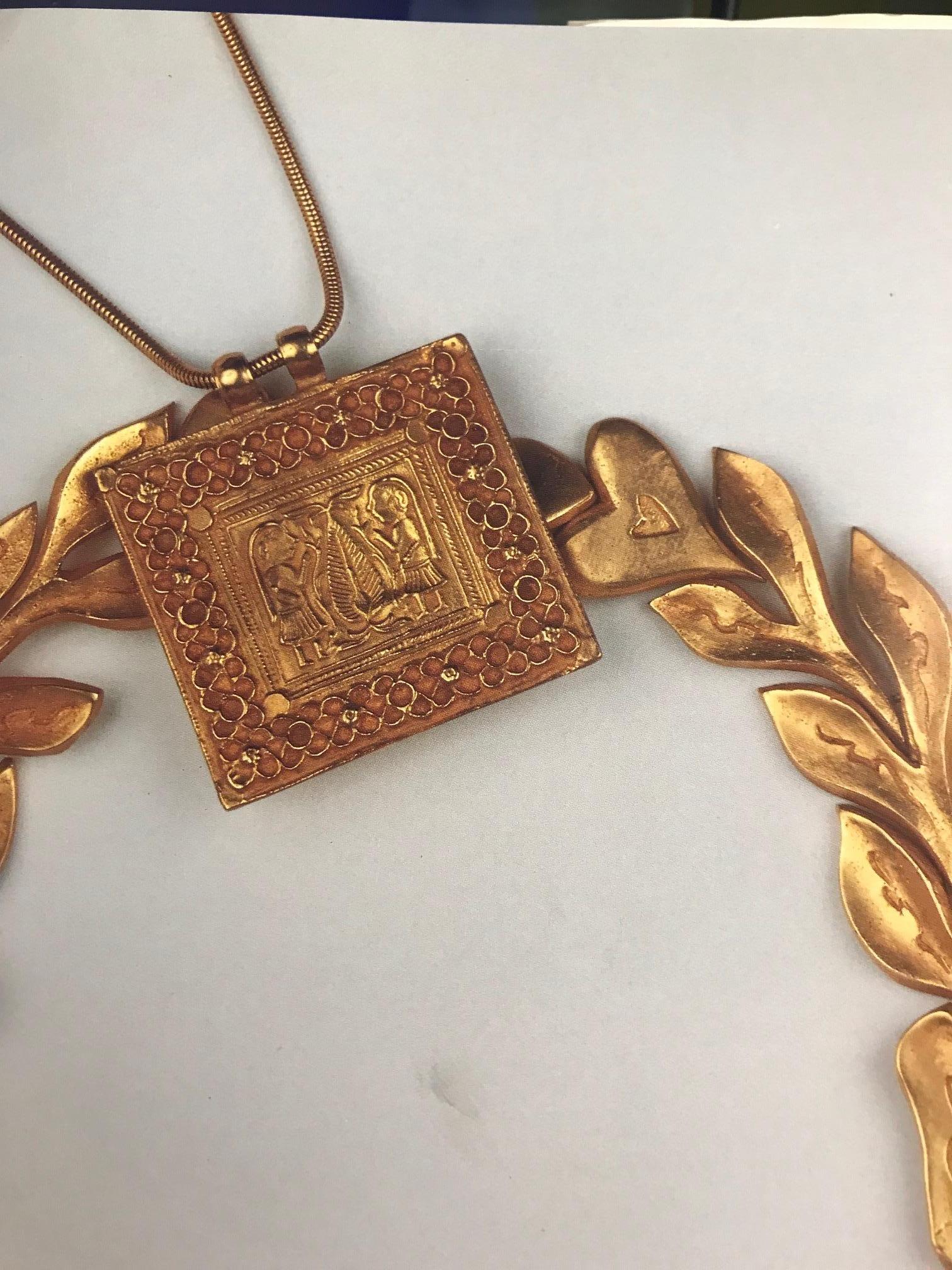 Frühe vergoldete Bronze-Halskette von Line Vautrin im Angebot 3